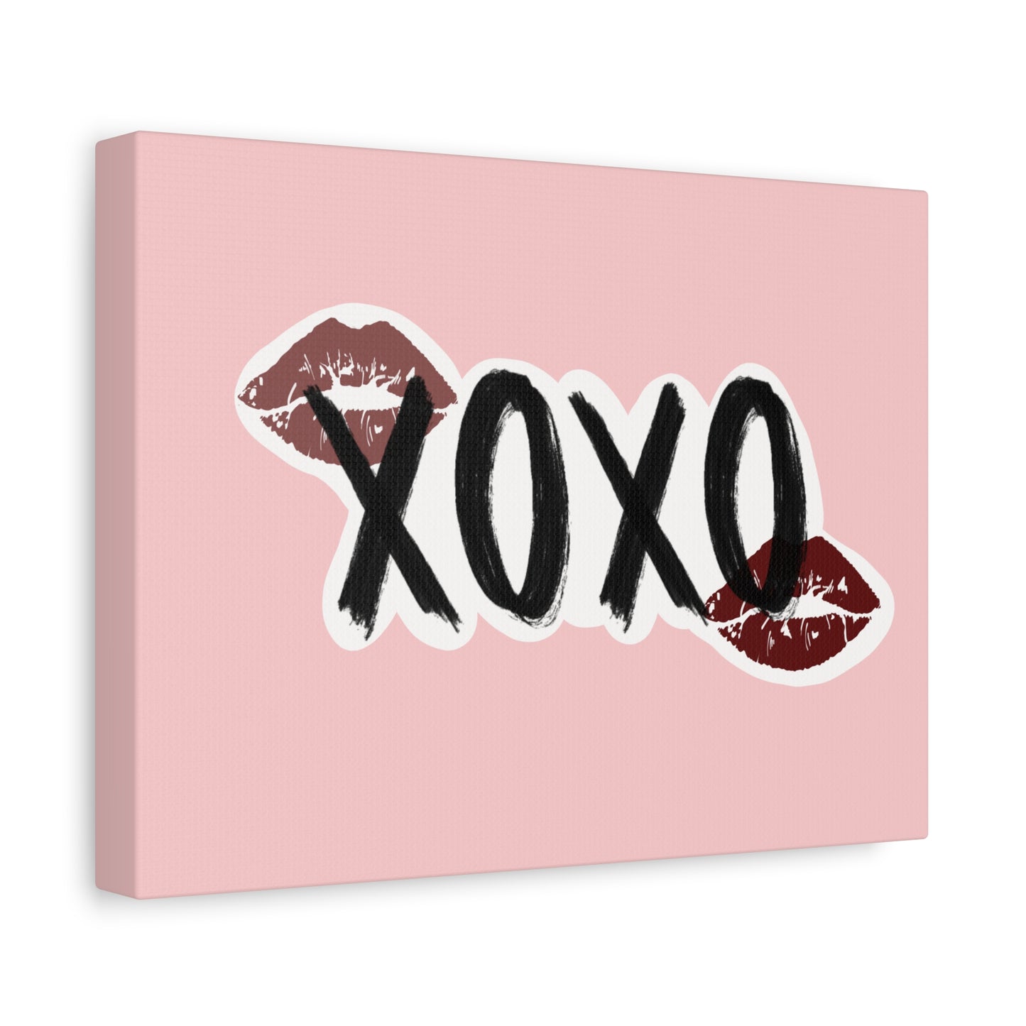 XOXO Kiss Wall Canvas — Pink Romantic Home Décor for Valentine’s Day