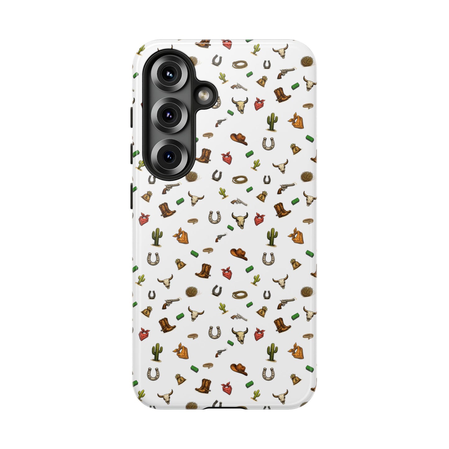 Western Pattern Phone Case — Cowboy Boots, Hats, Horseshoes & Cactus Tough Case