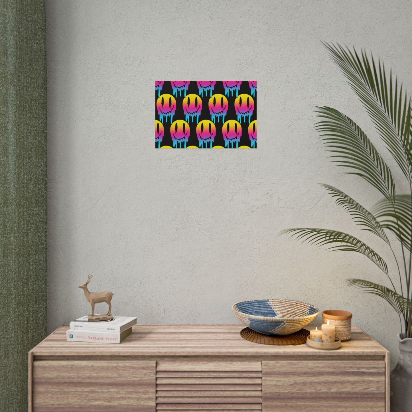 Neon Drip Smiley Poster