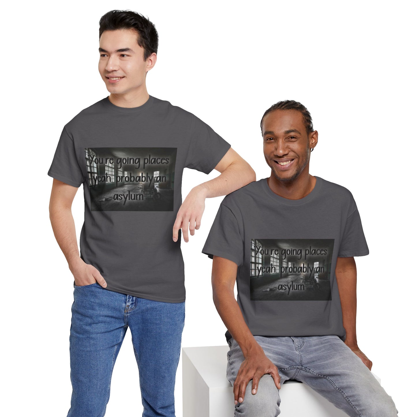 Dark Asylum Photo Tee — "You're Going Places, Yeah Probably the Asylum"