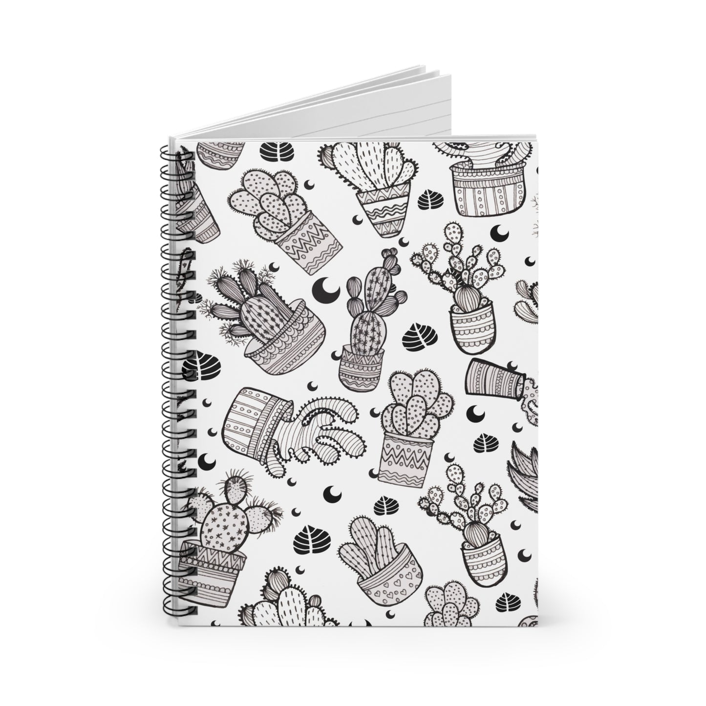 Cactus Pattern Spiral Notebook — Ruled Journal for Plant Lovers