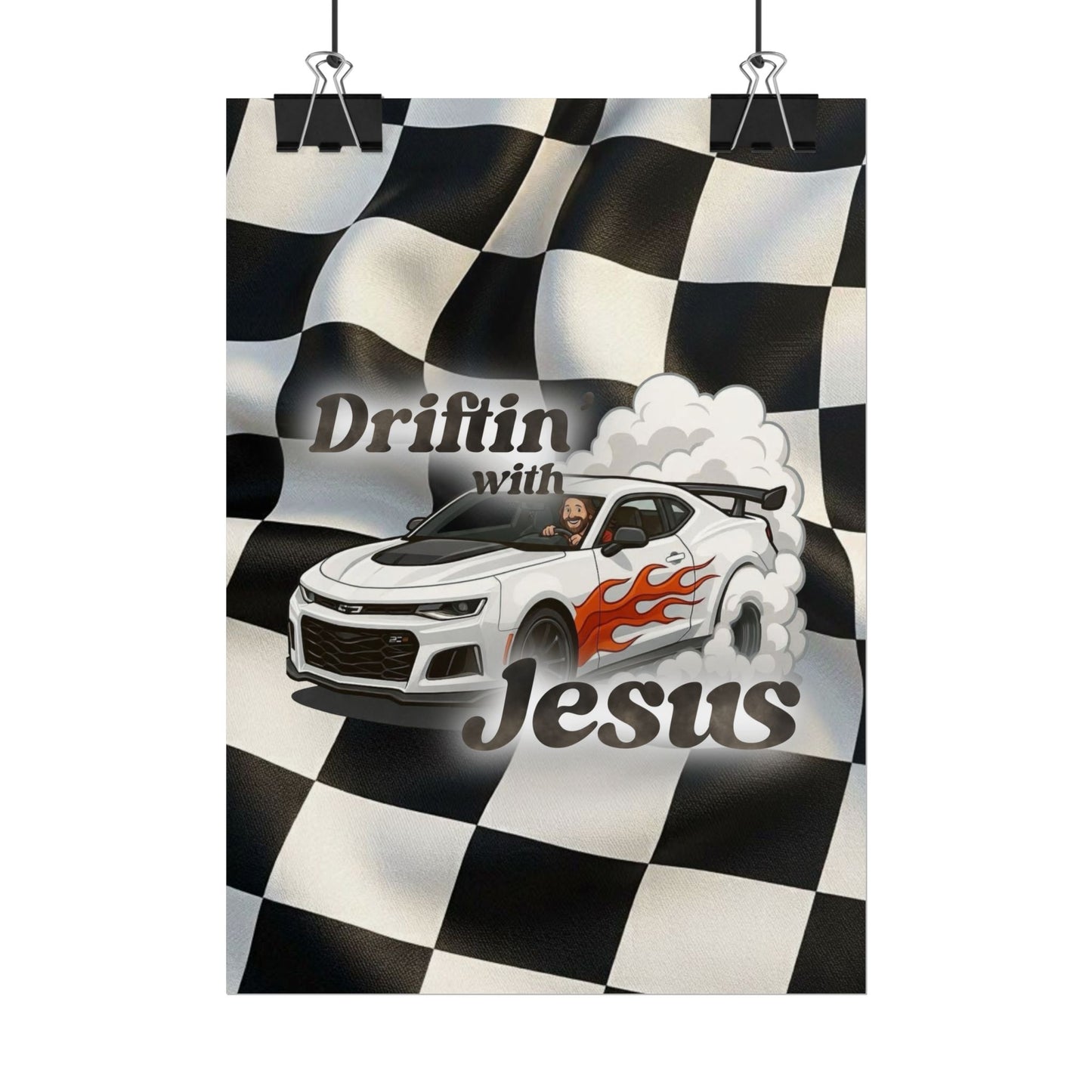 Rolled Poster — "Driftin' with Jesus" Racing Car Wall Art