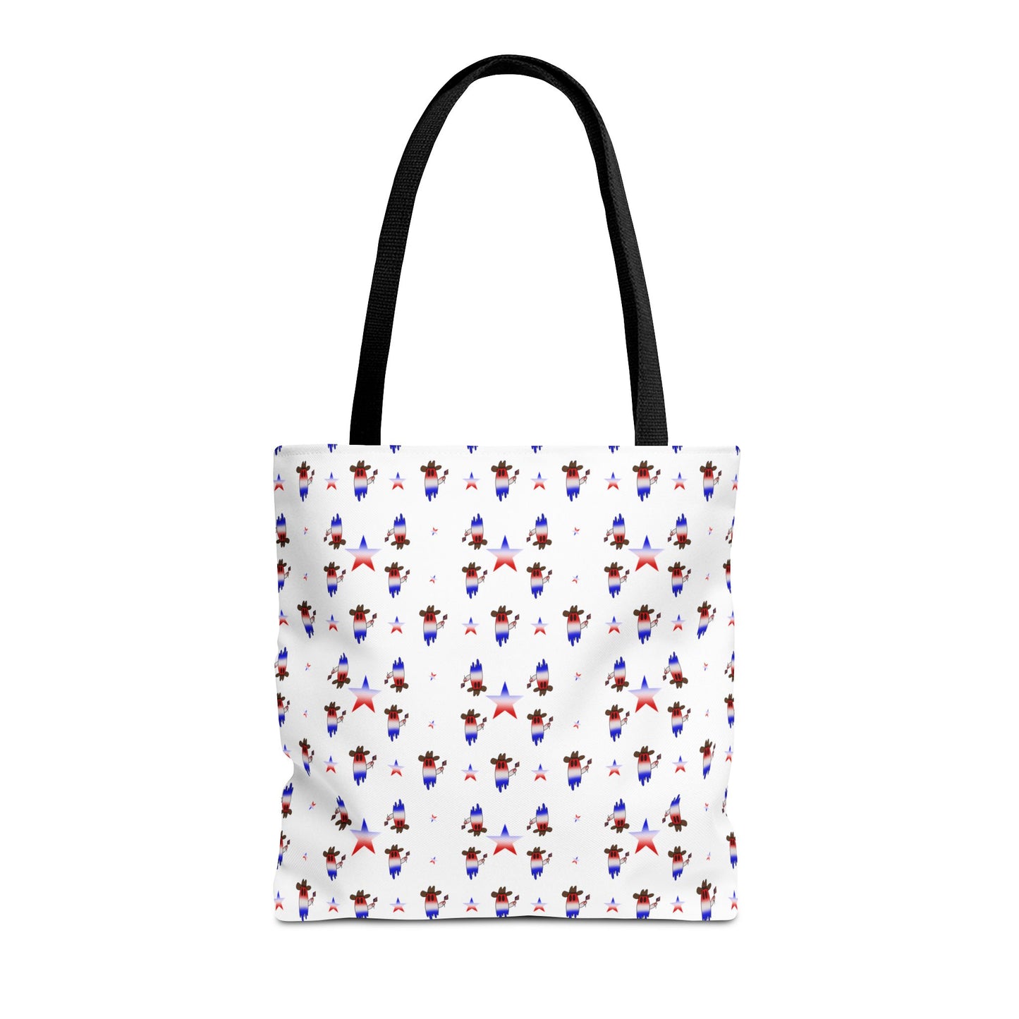 Patriotic Ghost Pattern Tote Bag – Red White Blue All-Over Print
