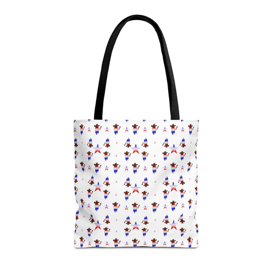 Patriotic Ghost Pattern Tote Bag – Red White Blue All-Over Print