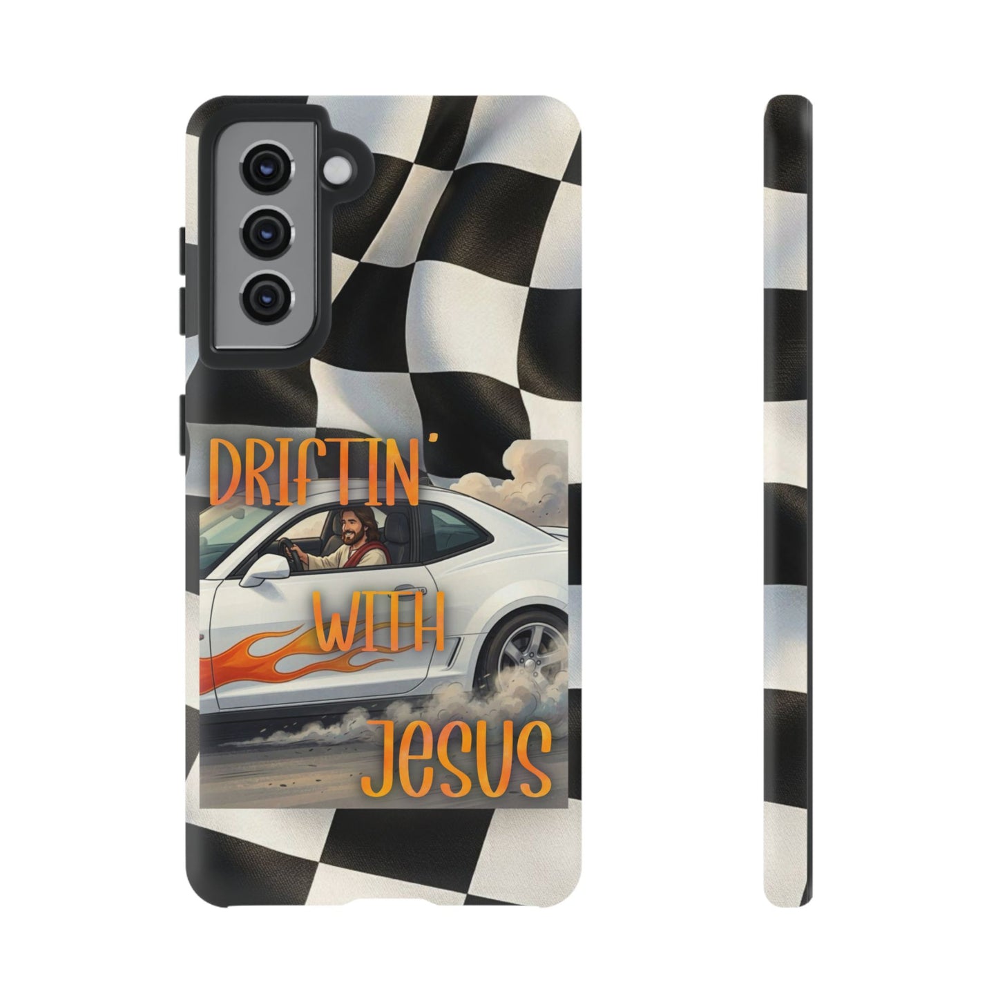Phone Case — "Driftin' With Jesus" Racing Crosscheck Design - Samsung/ Google phones