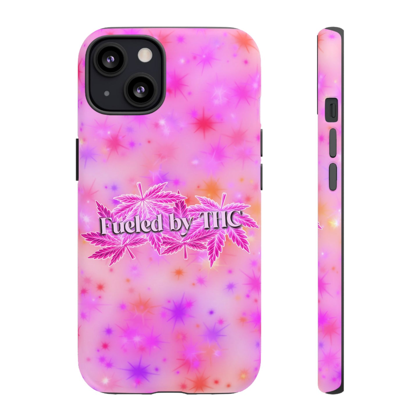 Fueled by THC Phone Case — Pink Cannabis Leaf Protective Case