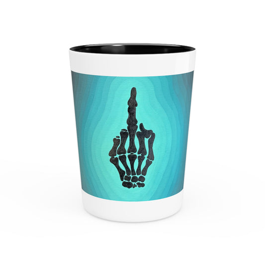 Skeleton Middle Finger Shot Glass — Funny Gothic Skull Barware