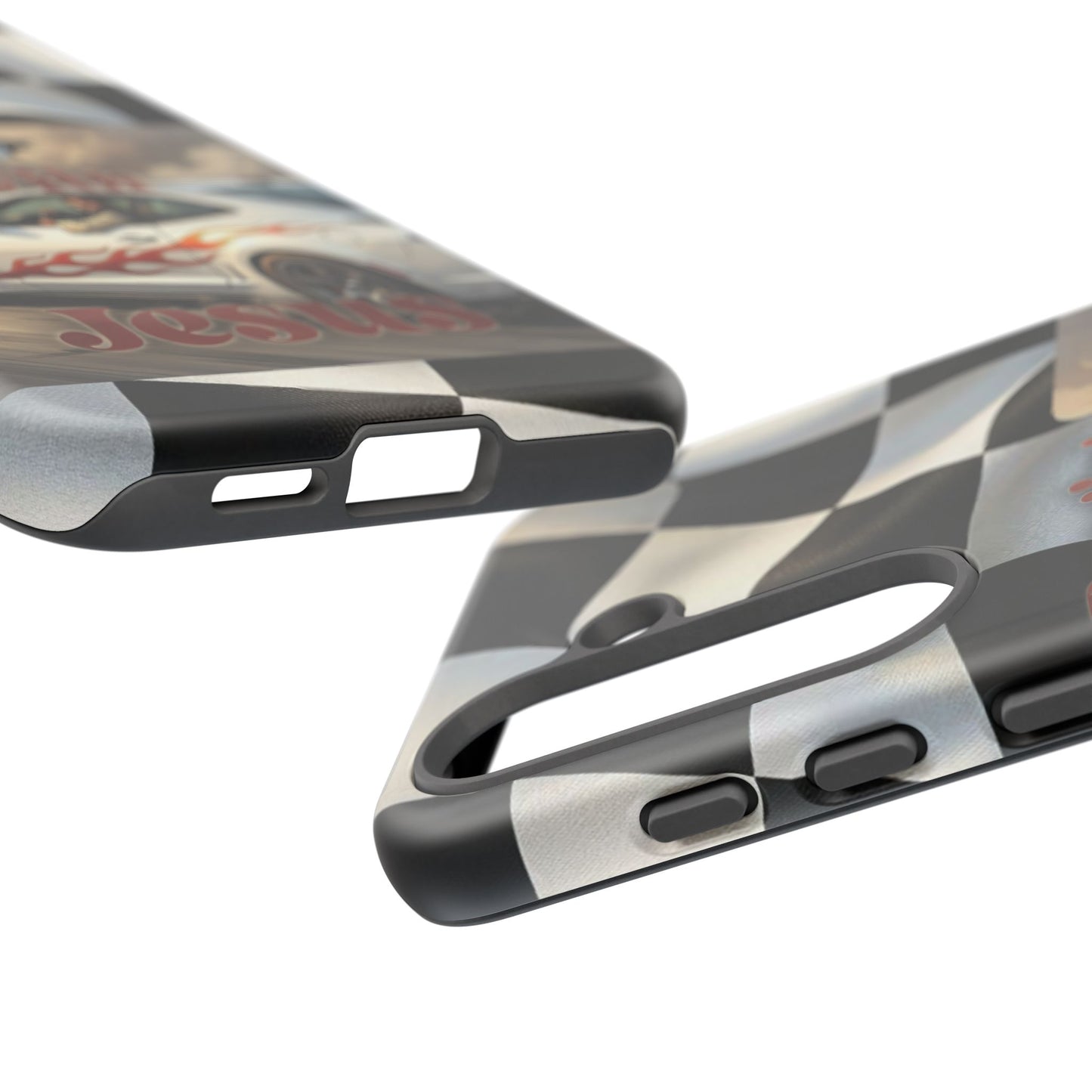 Phone Case — "Dragin' With Jesus" Racing Checkered flag - Samsung / Google phones