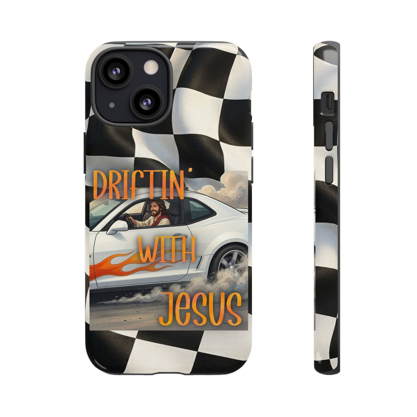 Phone Case — "Driftin' with Jesus" Racing Flag Design- iPhone