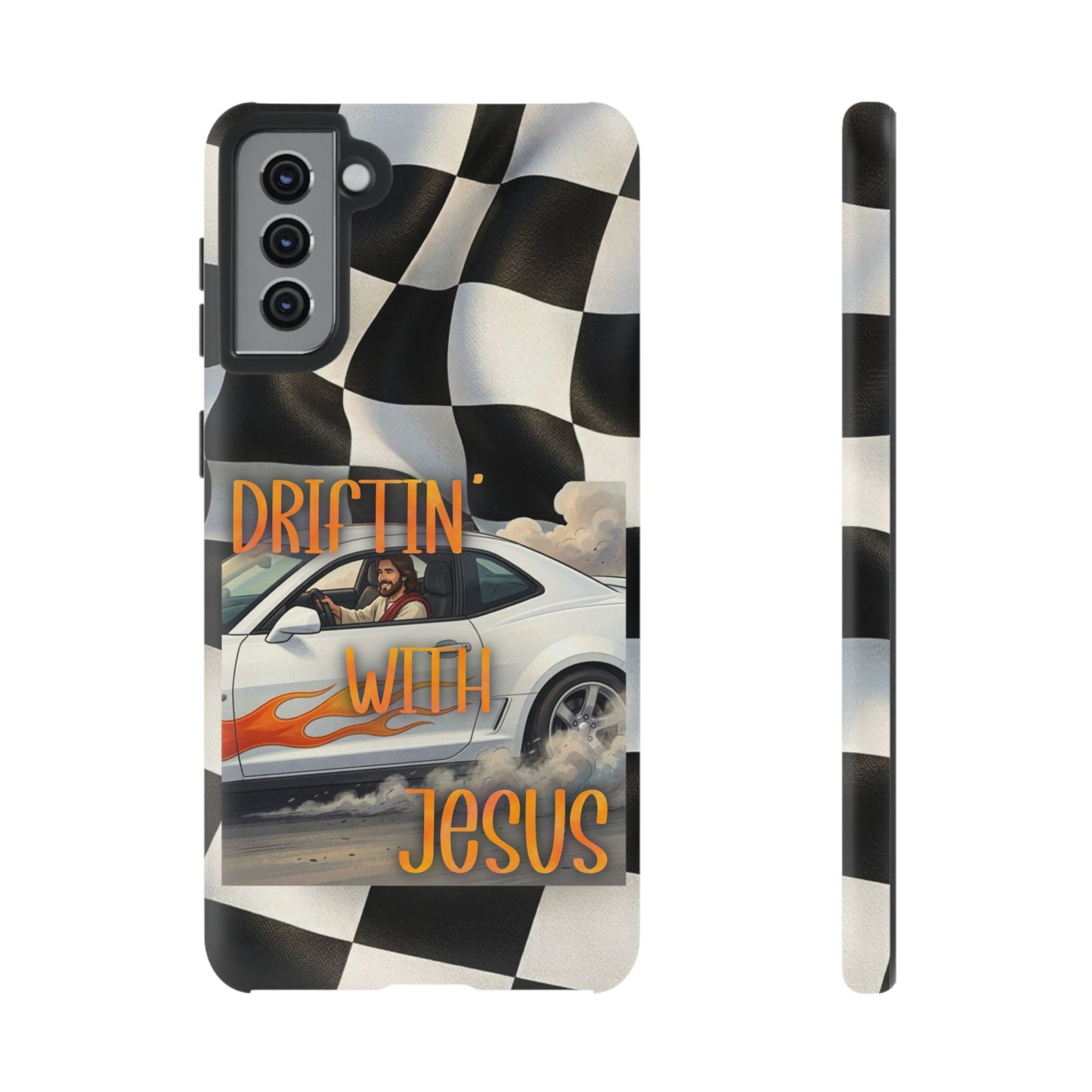 Phone Case — "Driftin' With Jesus" Racing Crosscheck Design - Samsung/ Google phones