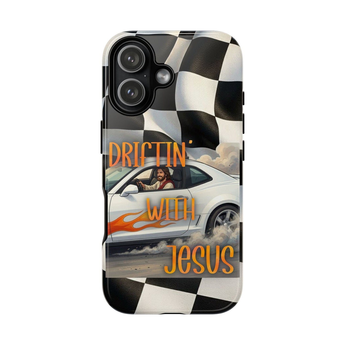 Phone Case — "Driftin' with Jesus" Racing Flag Design- iPhone