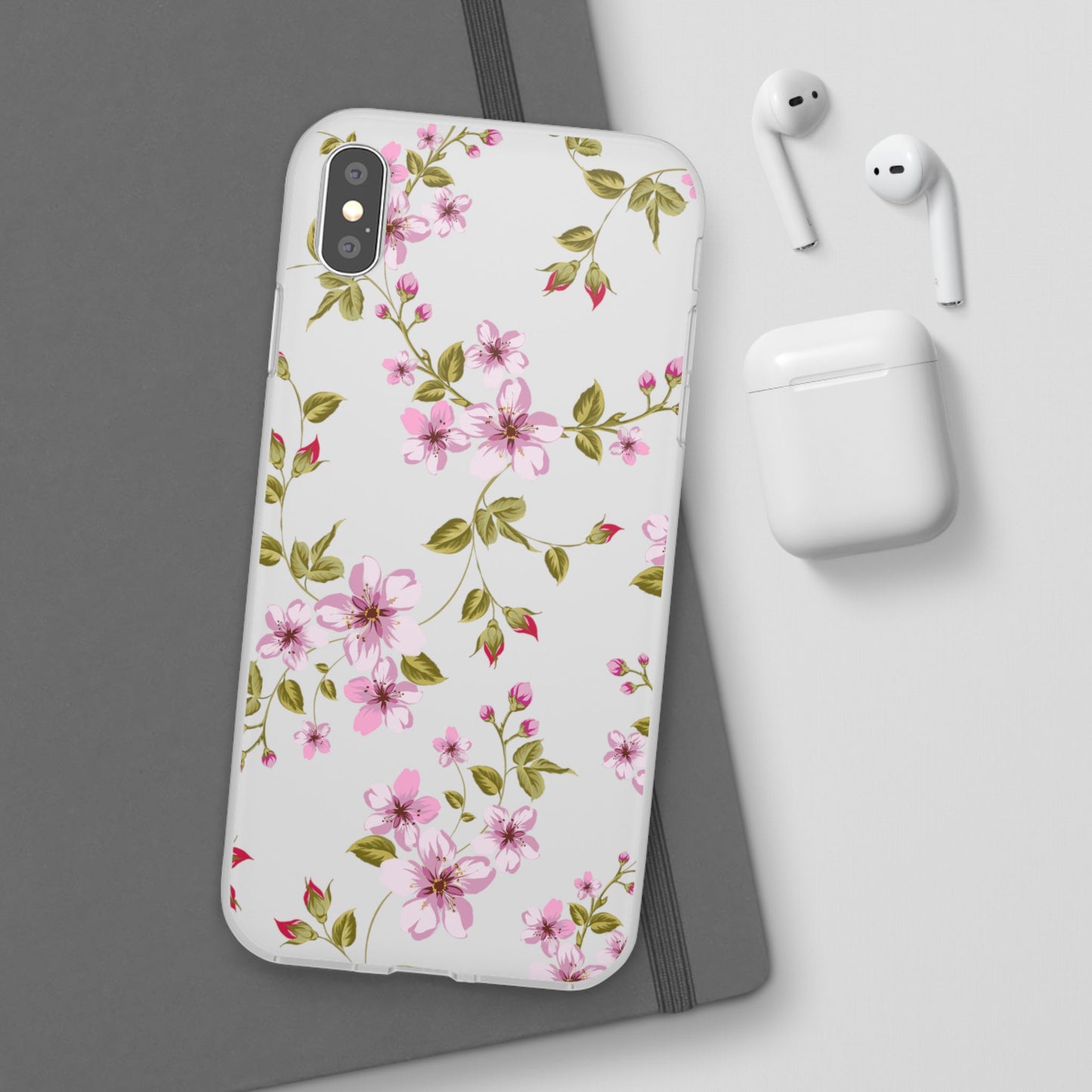 Floral Pink Blossom Flexi Case — Slim Protective Phone Case with Watercolor Cherry Blossom Design