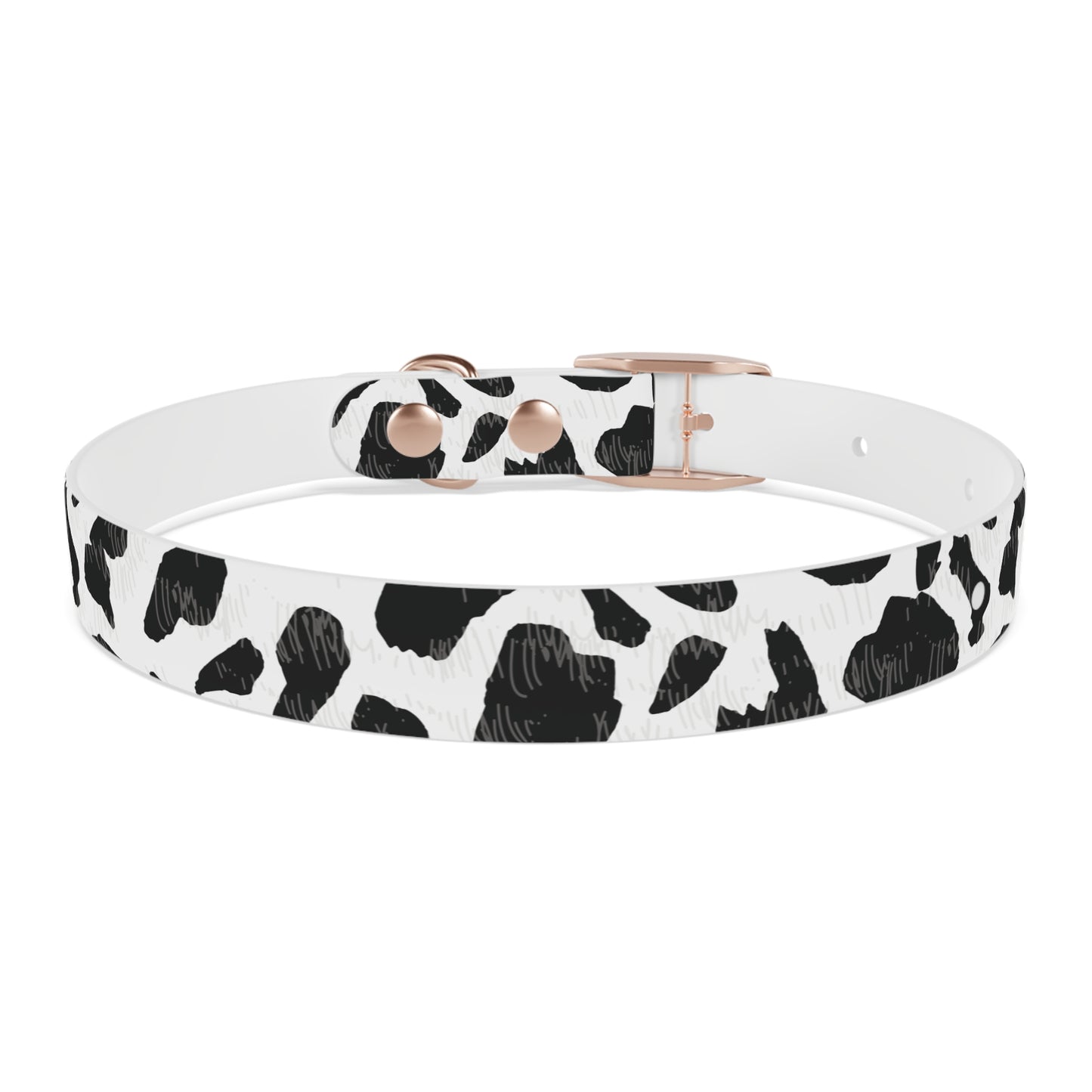 Cow Print Dog Collar — Black & White Spot Pattern