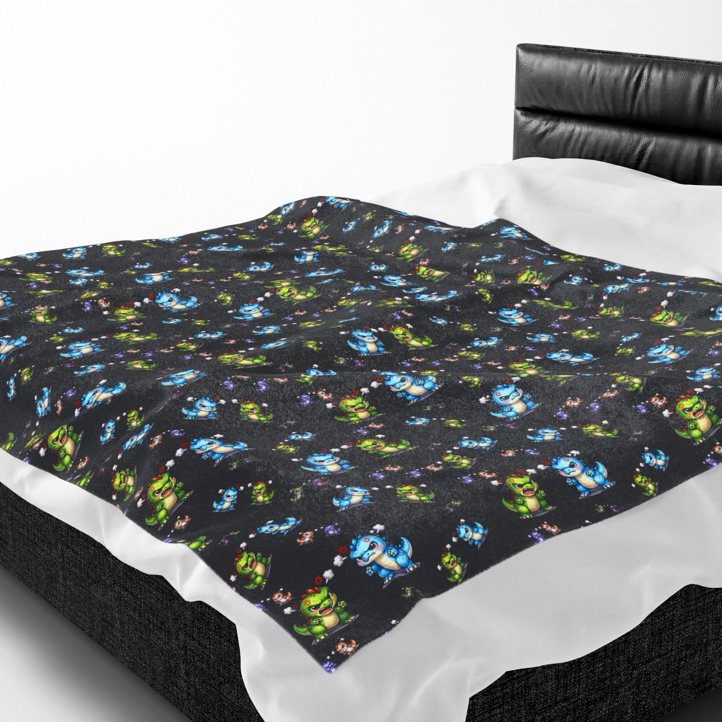 Plush Blanket — Cute Dino Pattern Velveteen Throw