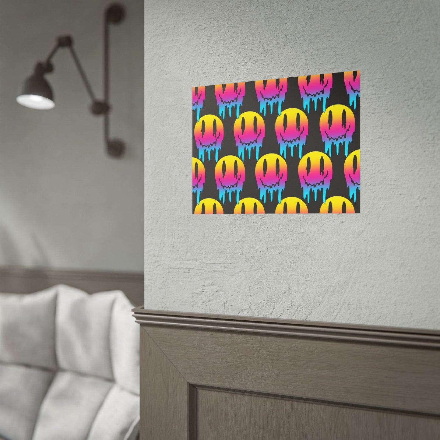 Neon Drip Smiley Poster