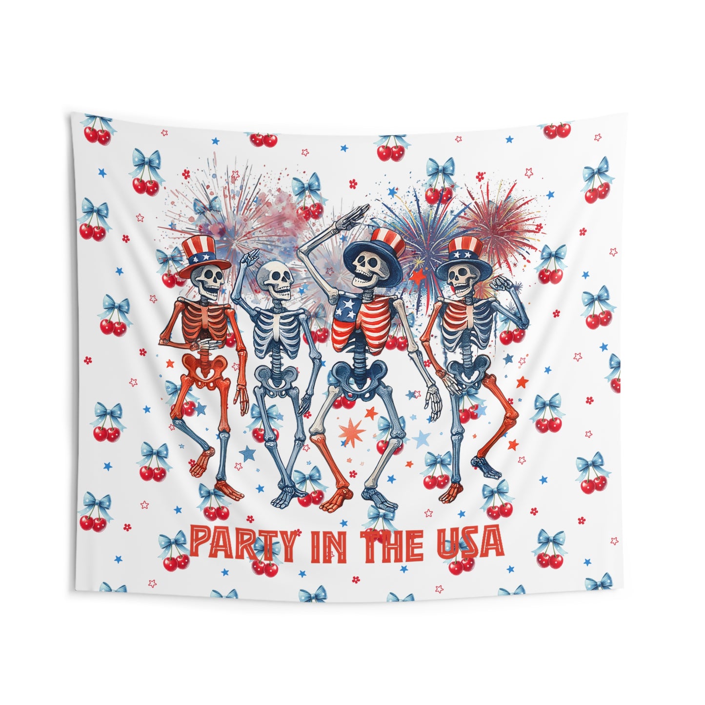 Patriotic Skeletons Tapestry — "Party in the USA" 4th of July Wall Hanging