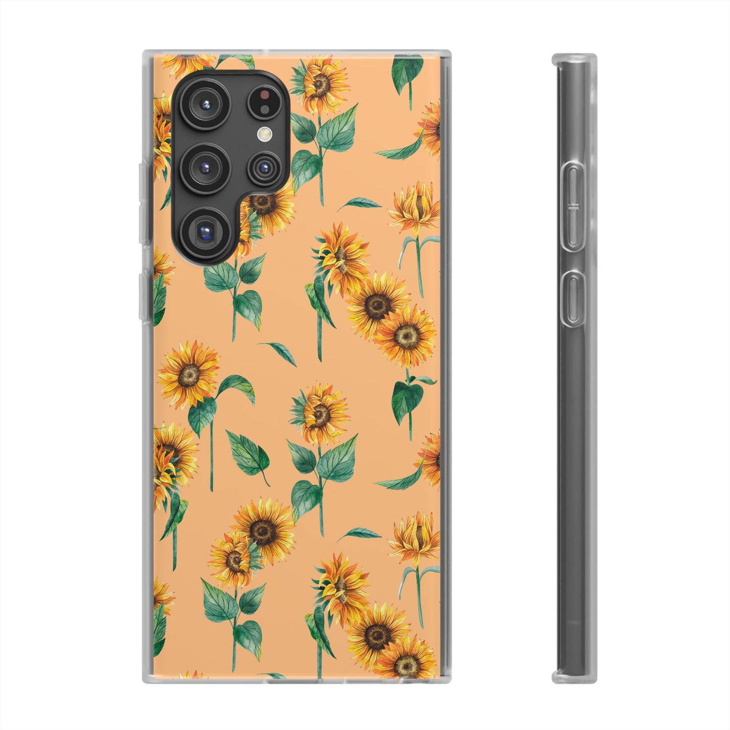 Sunflower Pattern Phone Case — Floral Peach Slim Flexi Case