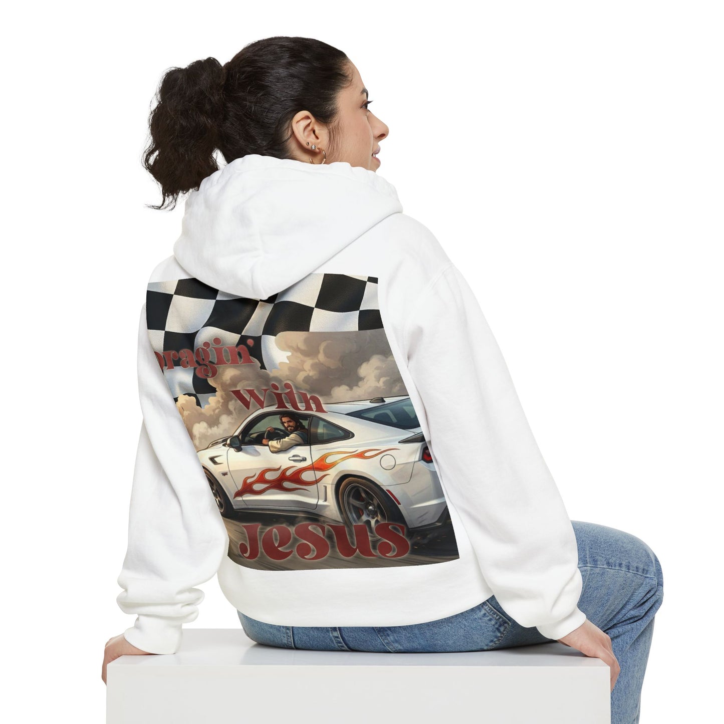 Dragin with Jesus Hoodie — Small Chest Print