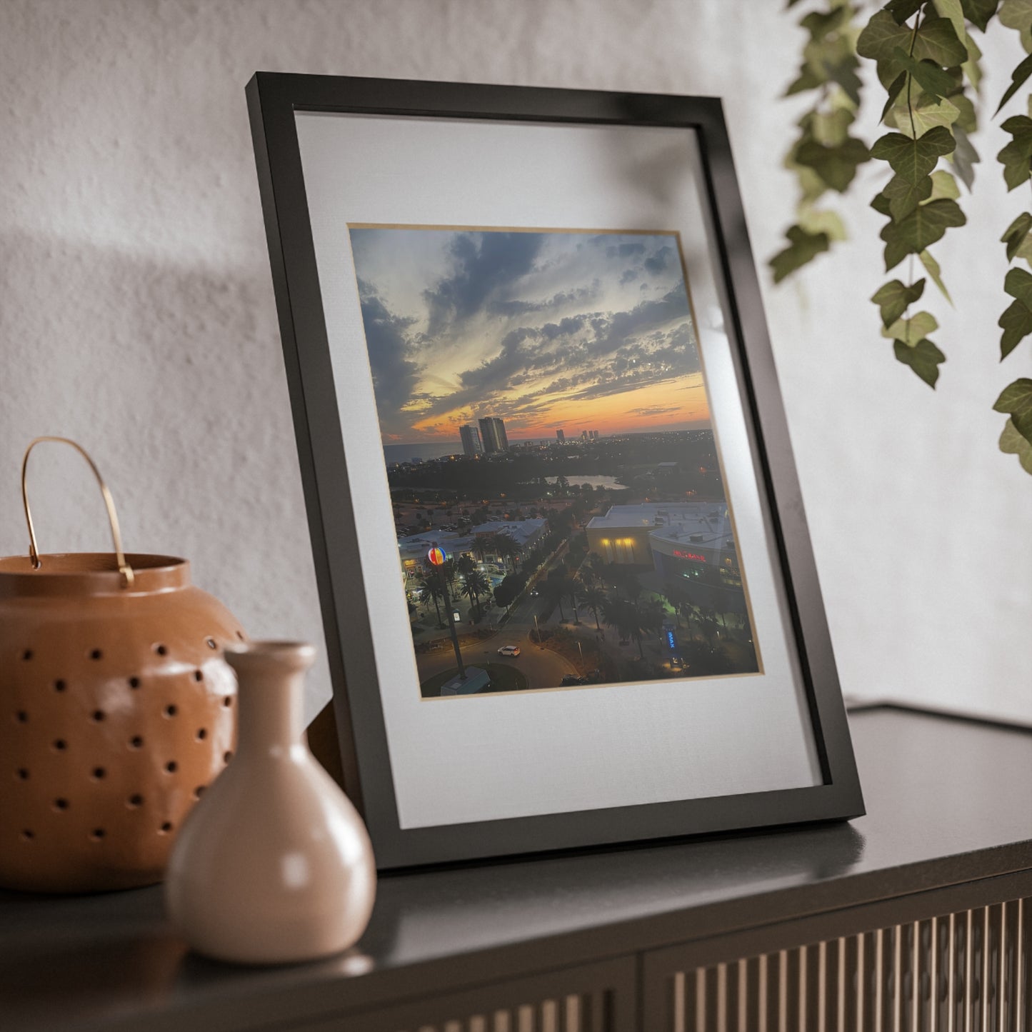 Black Framed Sunset Photo Poster — City Skyline Wall Art