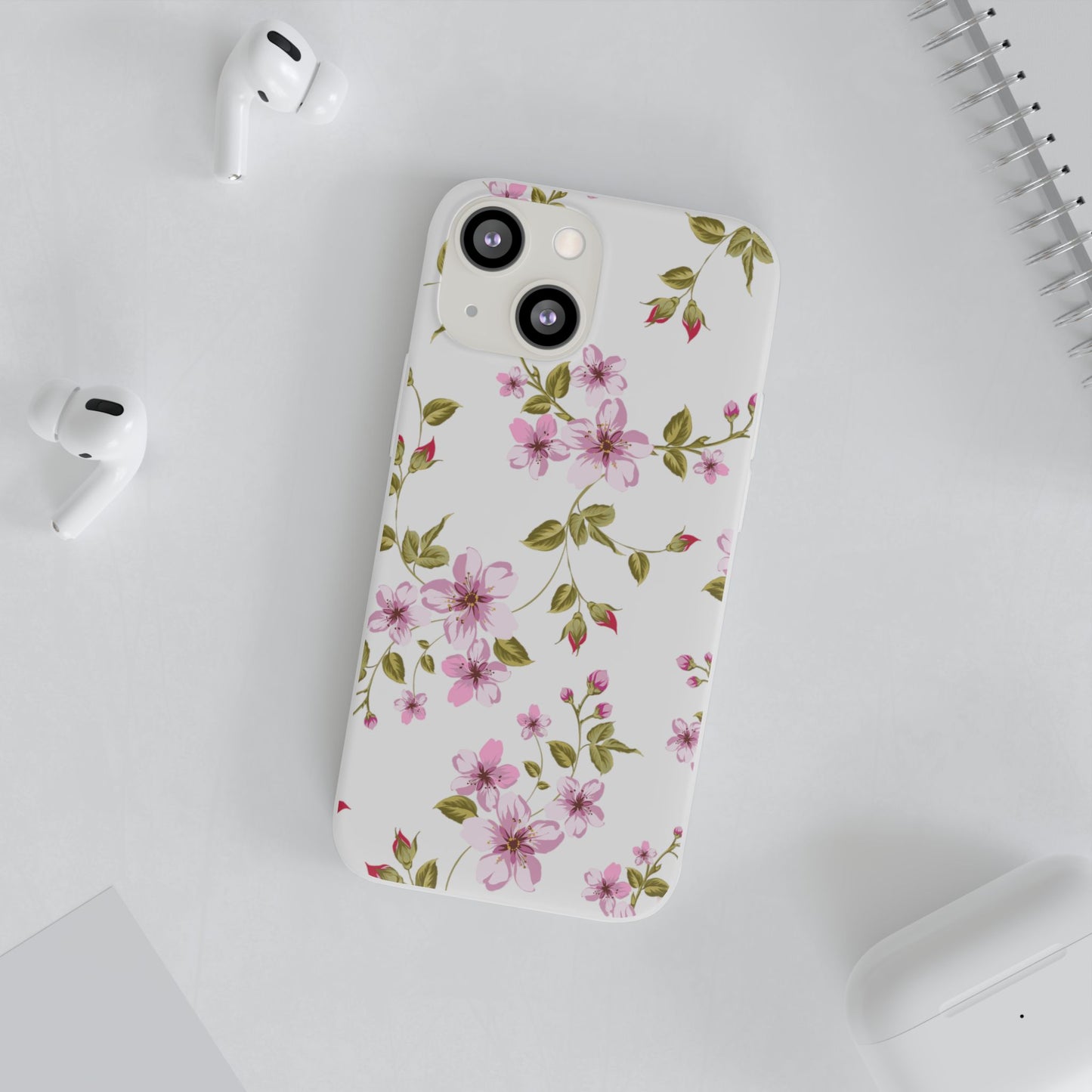 Floral Pink Blossom Flexi Case — Slim Protective Phone Case with Watercolor Cherry Blossom Design