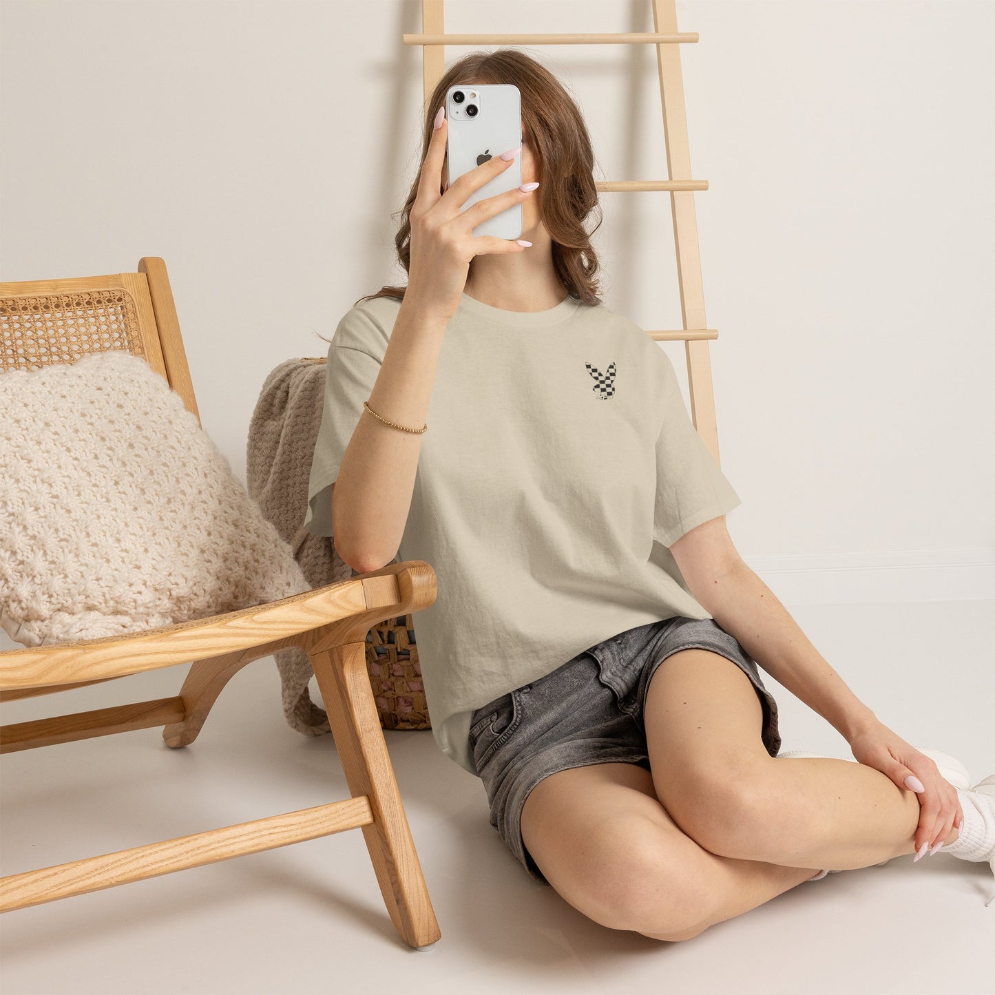 Checkerboard Bunny Tee — Retro Skate-Inspired Graphic T-Shirt