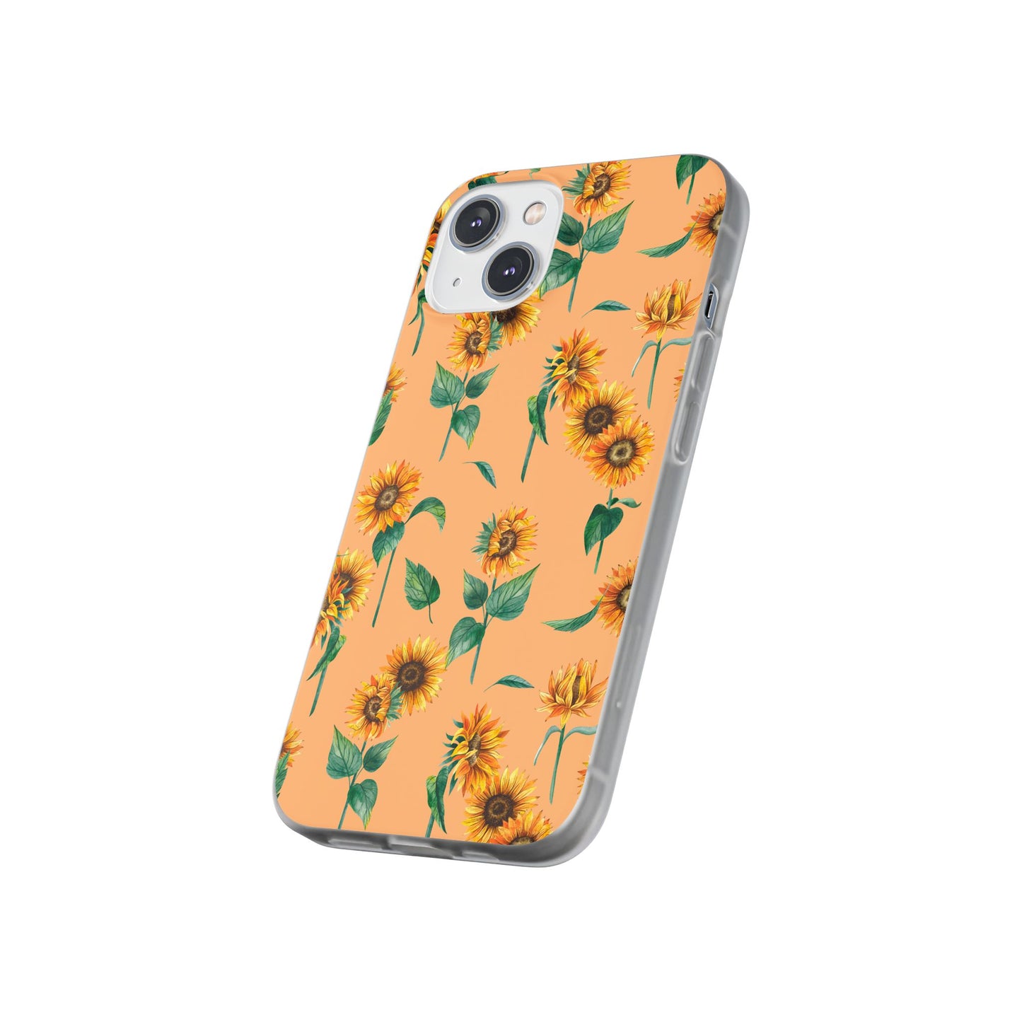Sunflower Pattern Flexi Case — Floral Phone Case on Peach Background