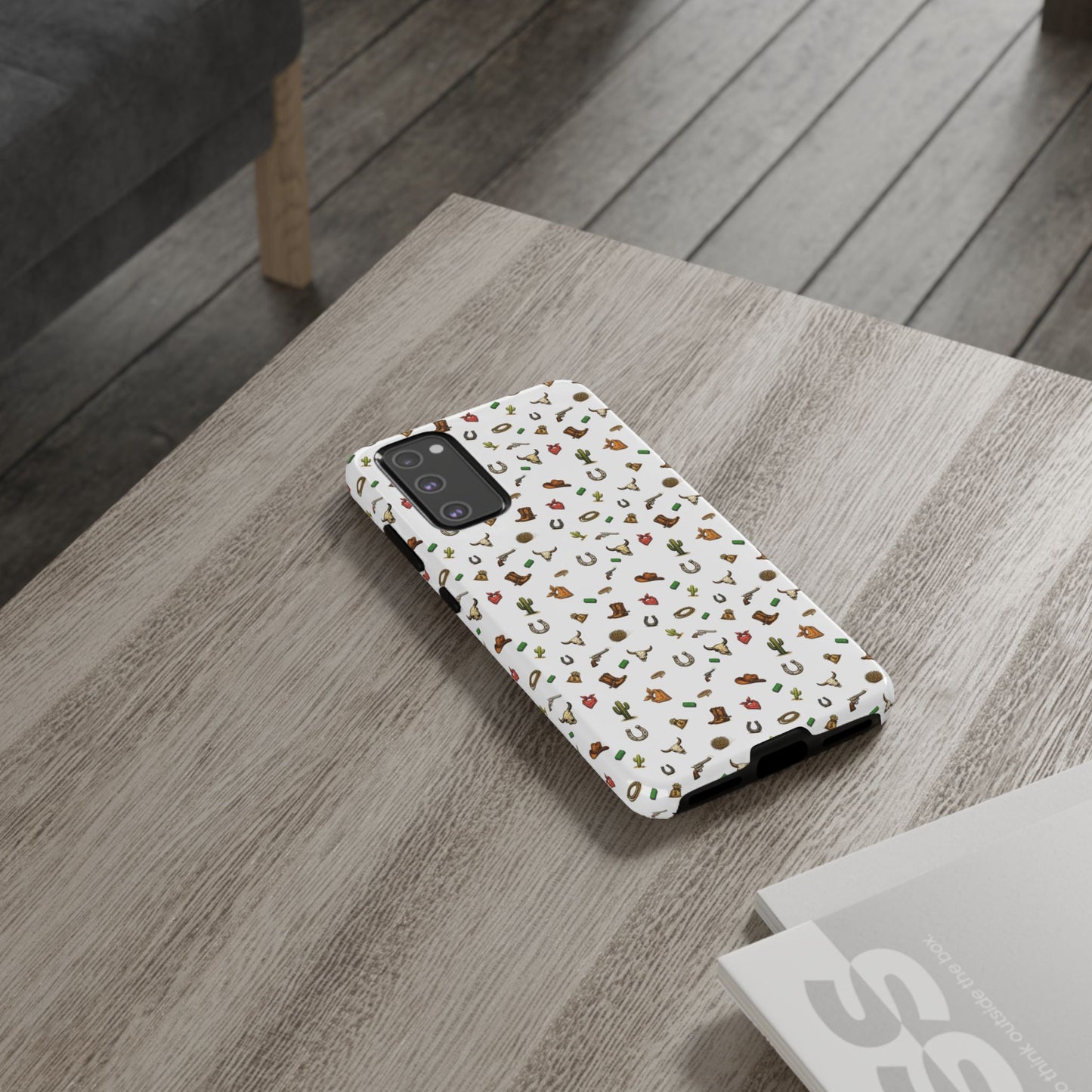 Western Pattern Phone Case — Cowboy Boots, Hats, Horseshoes & Cactus Tough Case