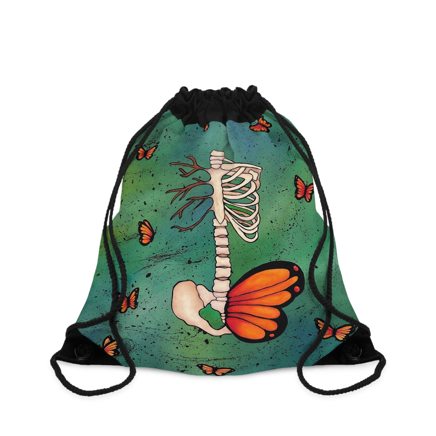 Butterfly Ribcage Drawstring Bag — Gothic Nature Gym Sack