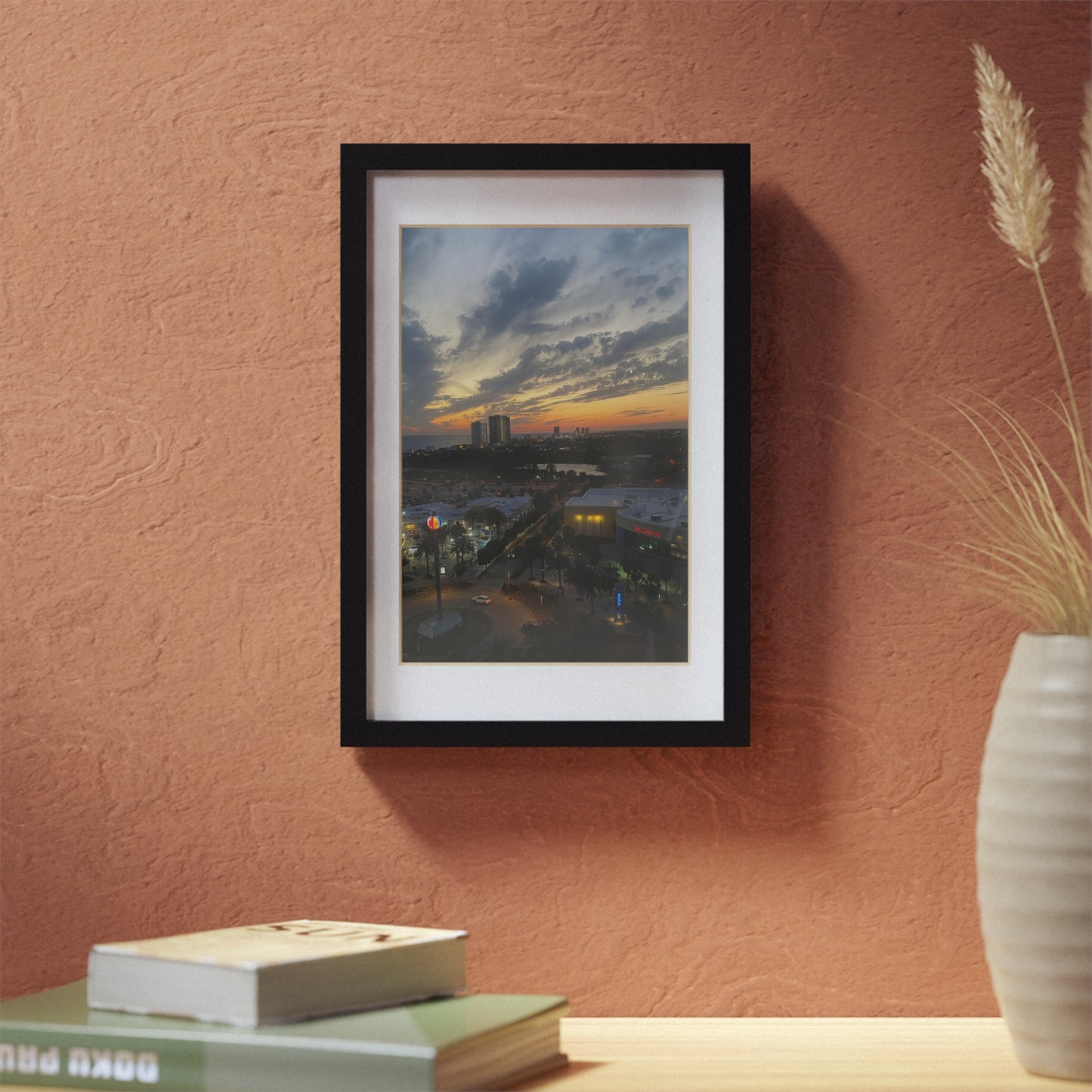 Black Framed Sunset Photo Poster — City Skyline Wall Art