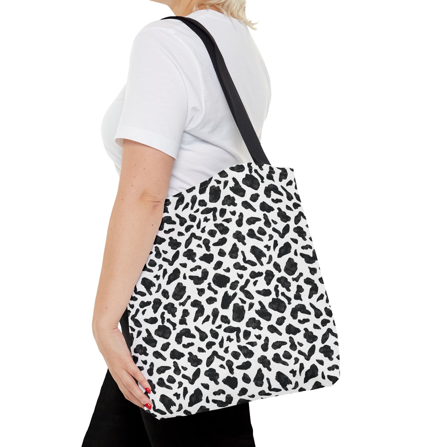 Cow Print Tote Bag – Black & White AOP Canvas Tote