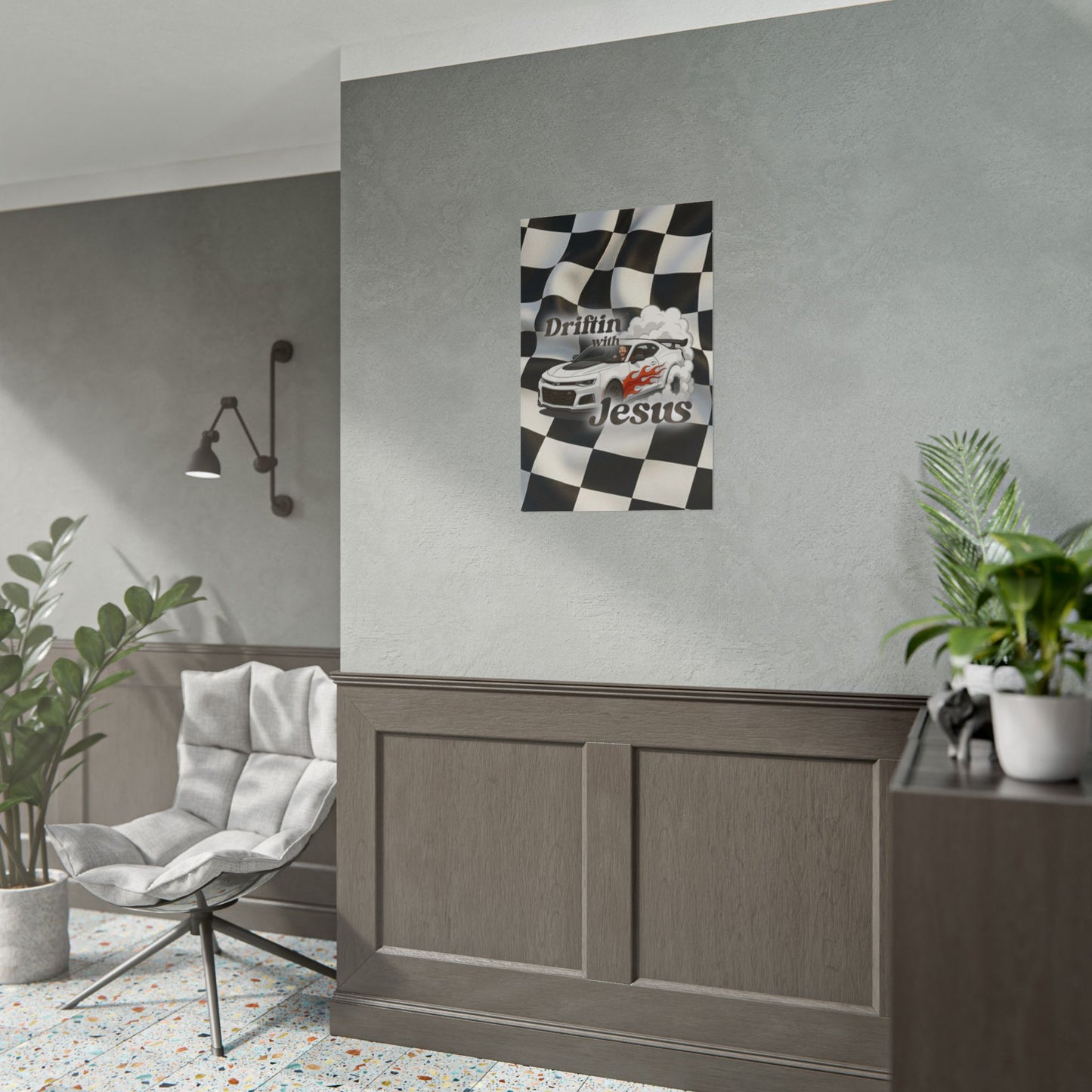 Rolled Poster — "Driftin' with Jesus" Racing Car Wall Art