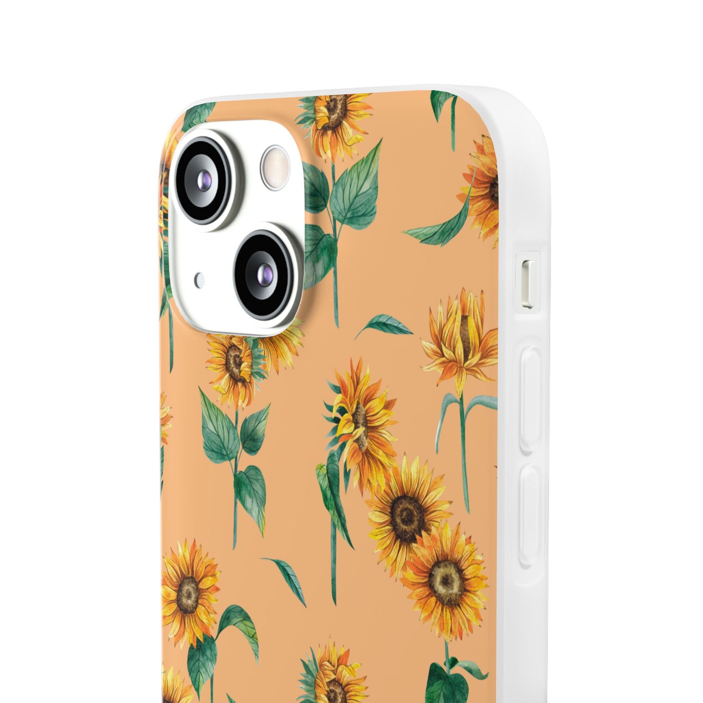 Sunflower Pattern Flexi Case — Floral Phone Case on Peach Background