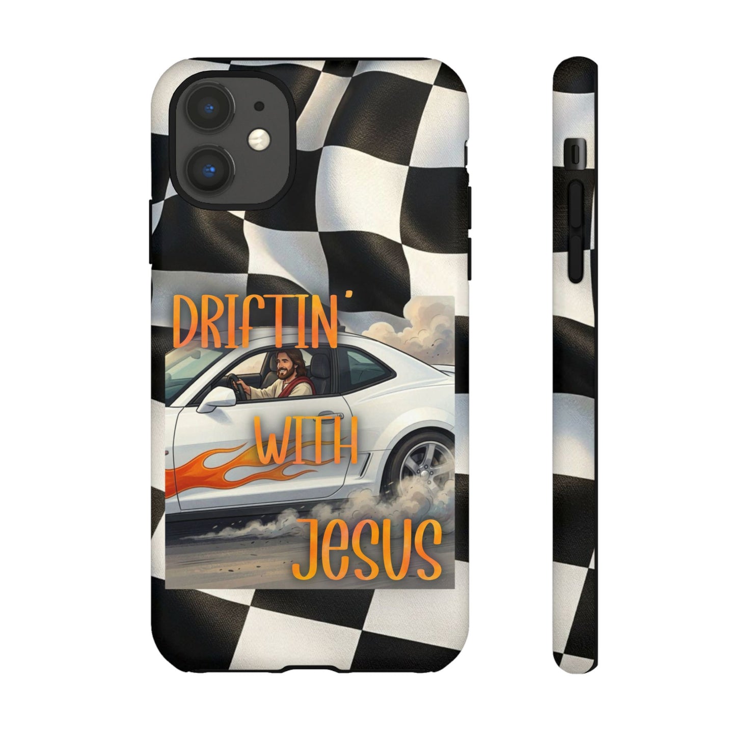 Phone Case — "Driftin' with Jesus" Racing Flag Design- iPhone