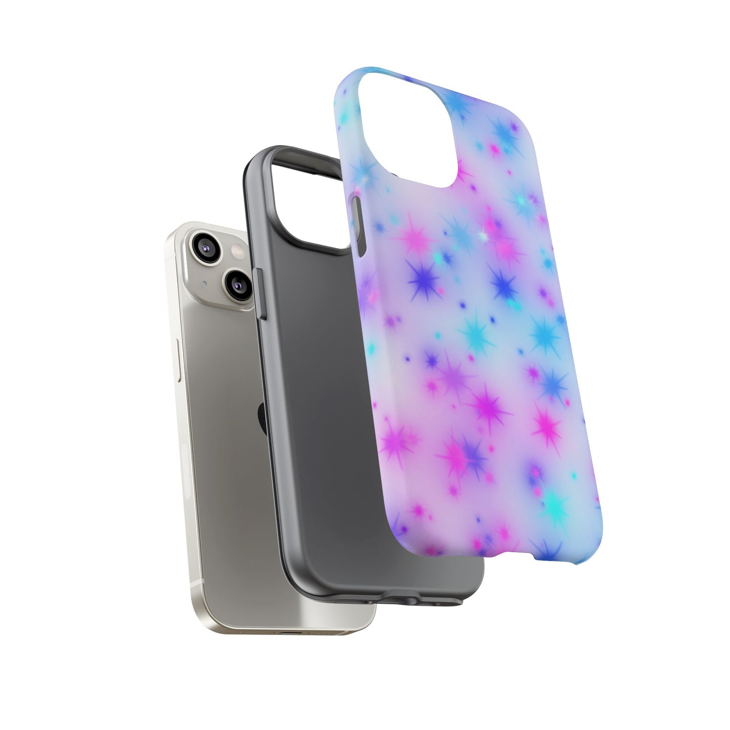 Galaxy Starburst Tough Phone Case — Pastel Pink & Blue Sparkle Protective Cover