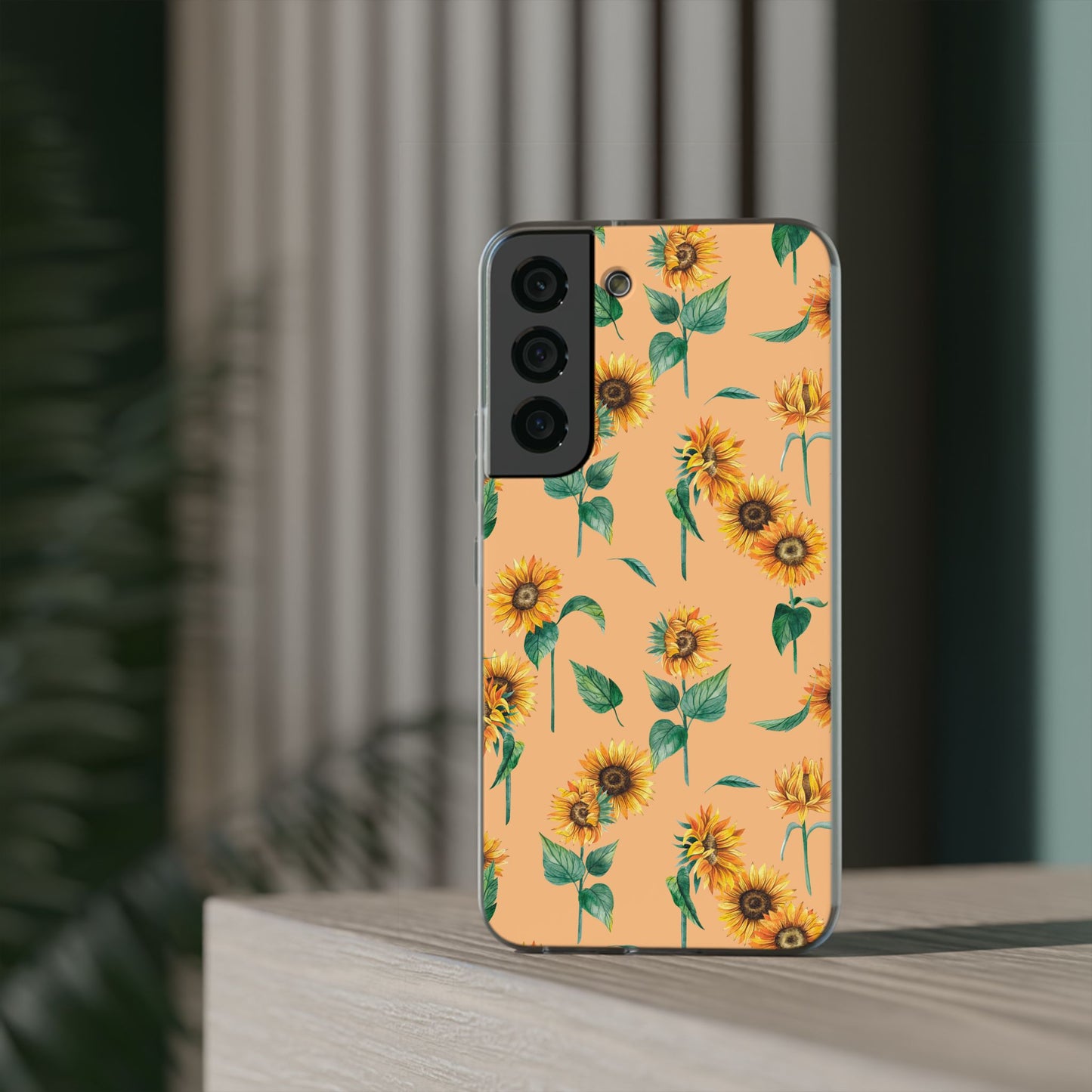 Sunflower Pattern Phone Case — Floral Peach Slim Flexi Case