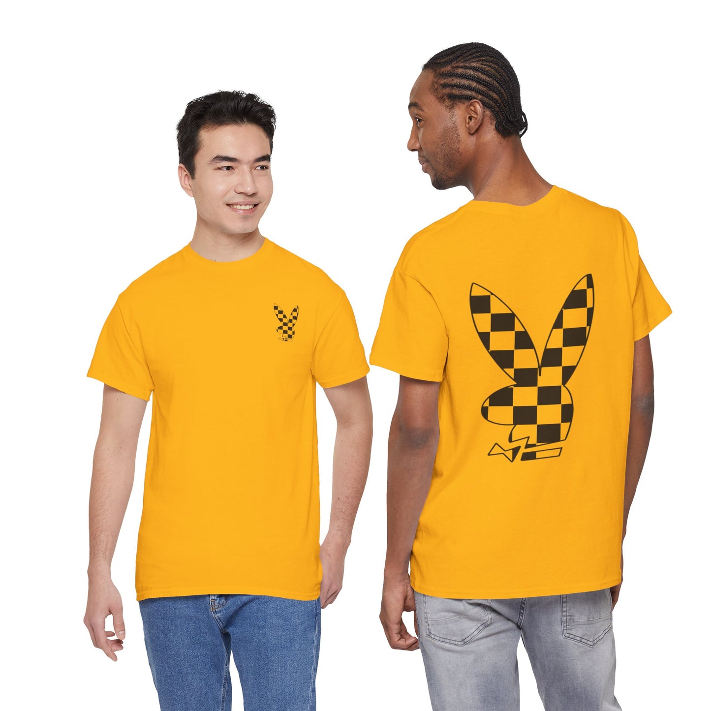 Checkerboard Bunny Tee — Retro Skate-Inspired Graphic T-Shirt
