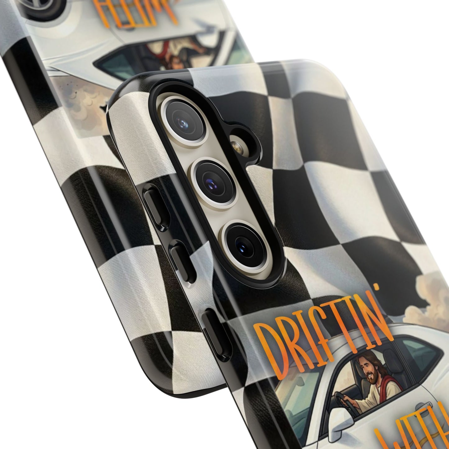 Phone Case — "Driftin' With Jesus" Racing Crosscheck Design - Samsung/ Google phones