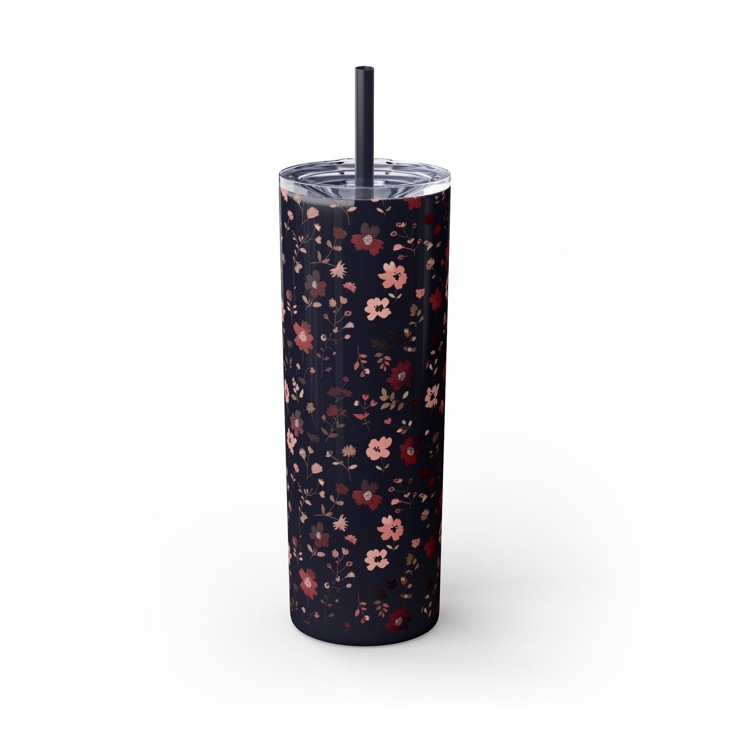 Floral Skinny Tumbler 20oz – Pink Blossom Straw Cup