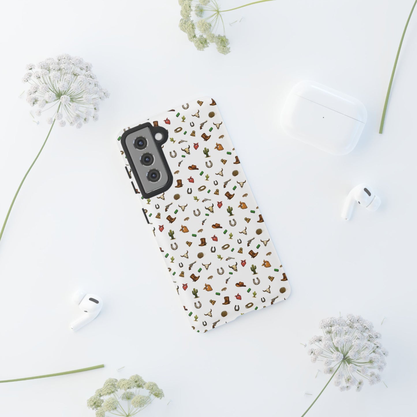 Western Pattern Phone Case — Cowboy Boots, Hats, Horseshoes & Cactus Tough Case