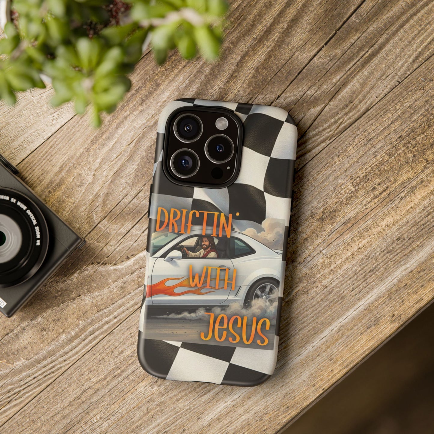 Phone Case — "Driftin' with Jesus" Racing Flag Design- iPhone