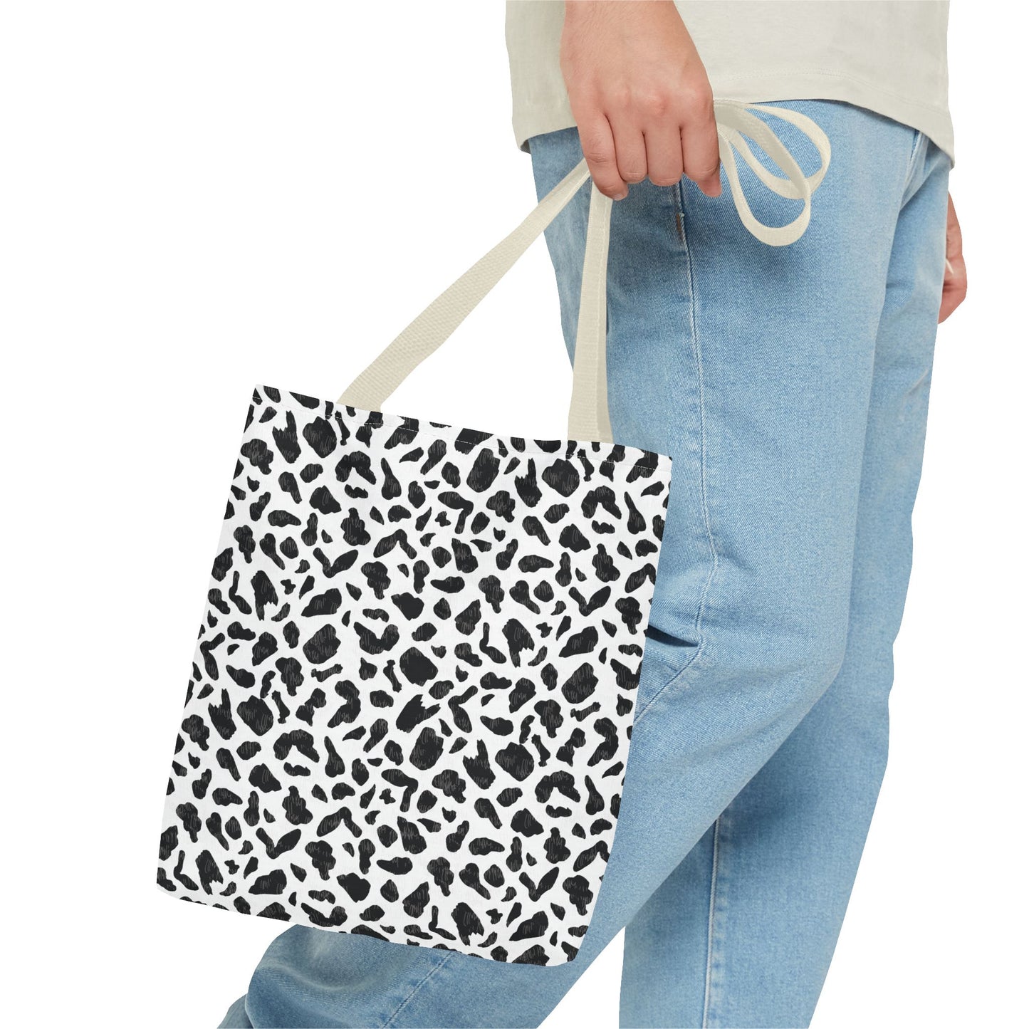 Cow Print Tote Bag – Black & White AOP Canvas Tote