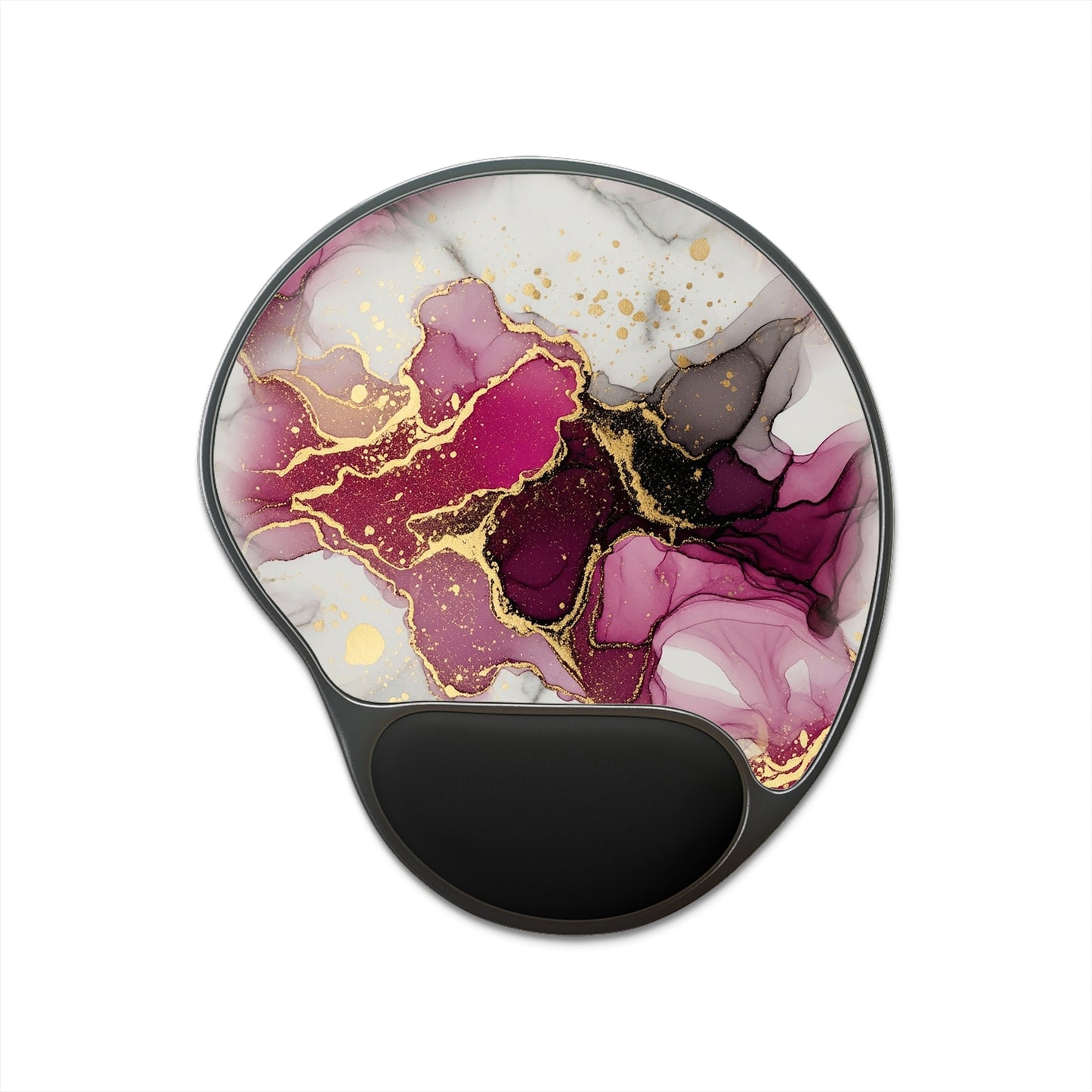 Marbled Pink & Gold Mouse Pad with Ergonomic Wrist Rest