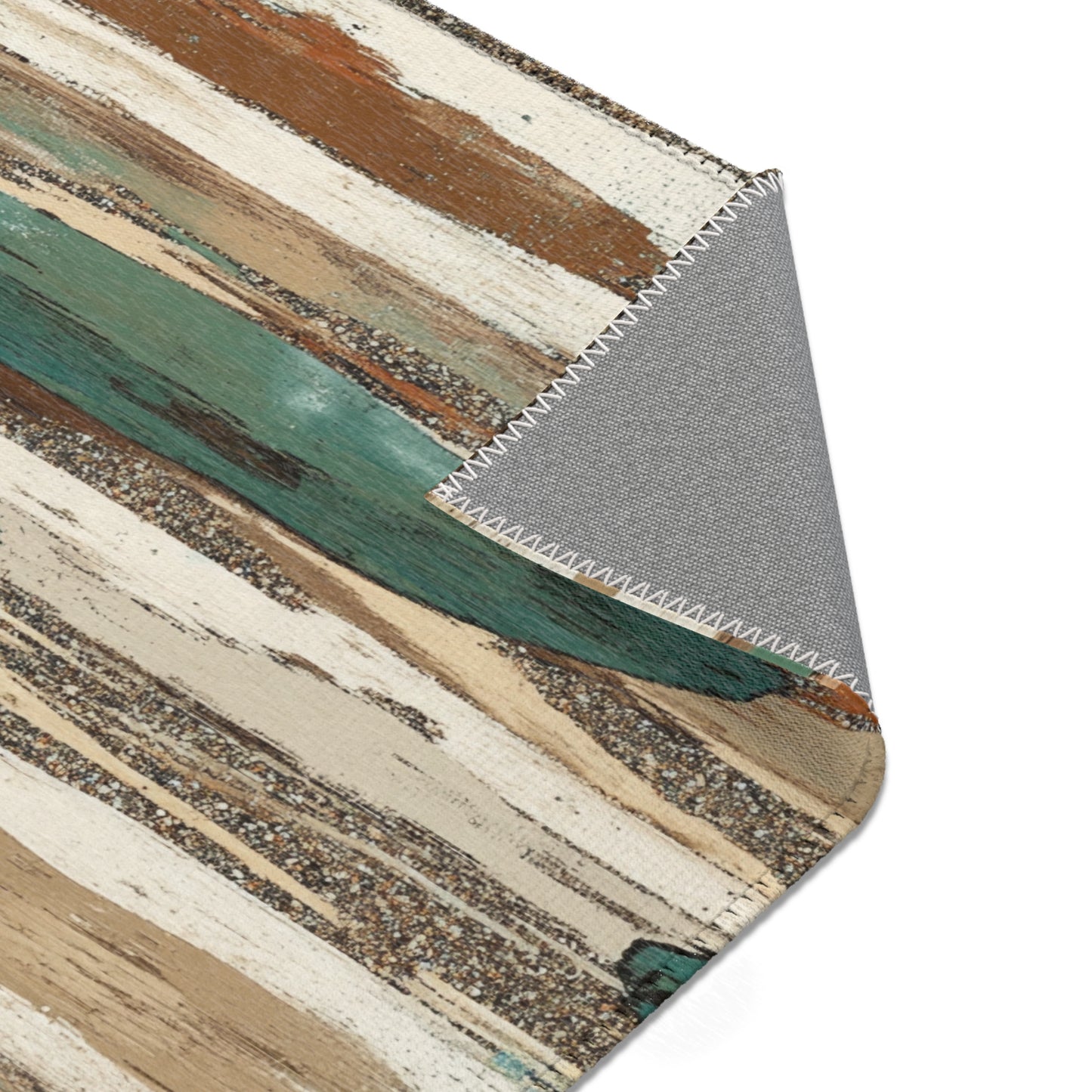 Boho Teal & Rust Brushstroke Area Rug