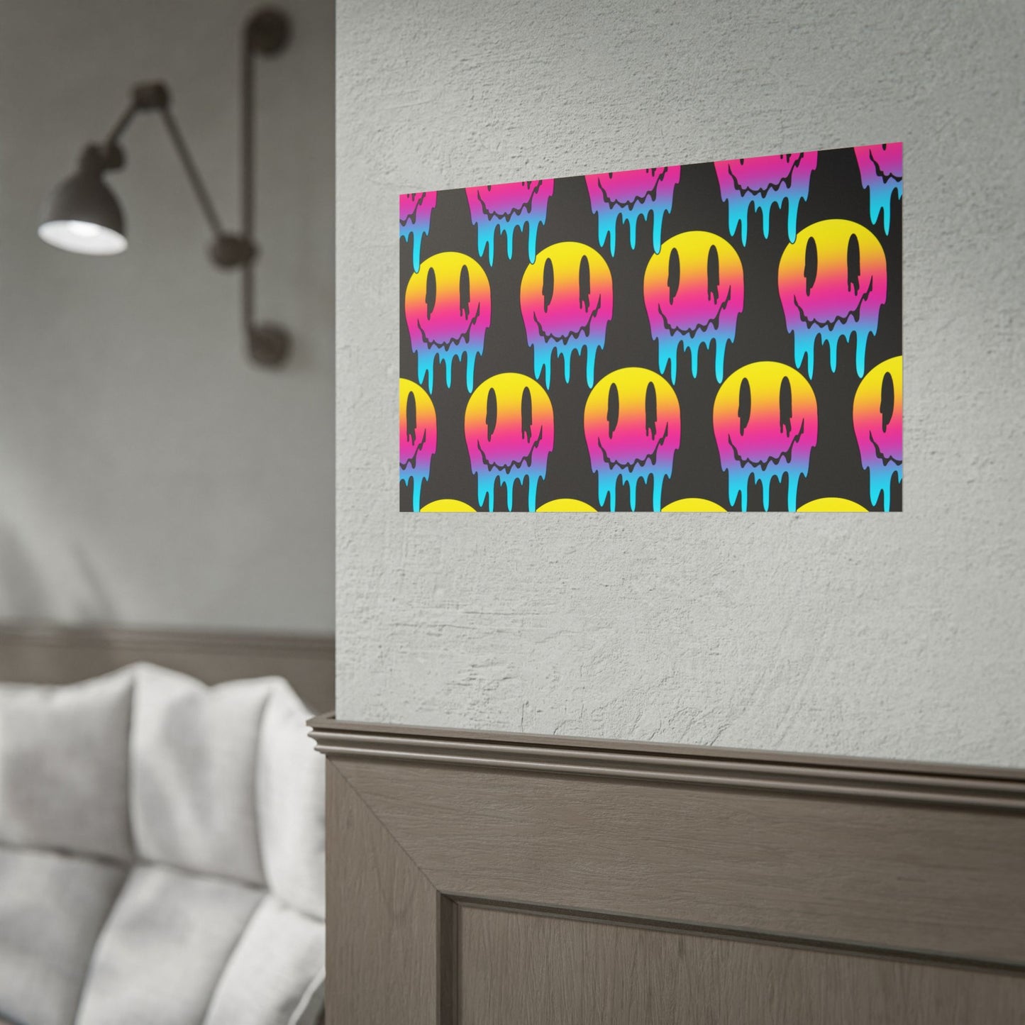 Neon Drip Smiley Poster