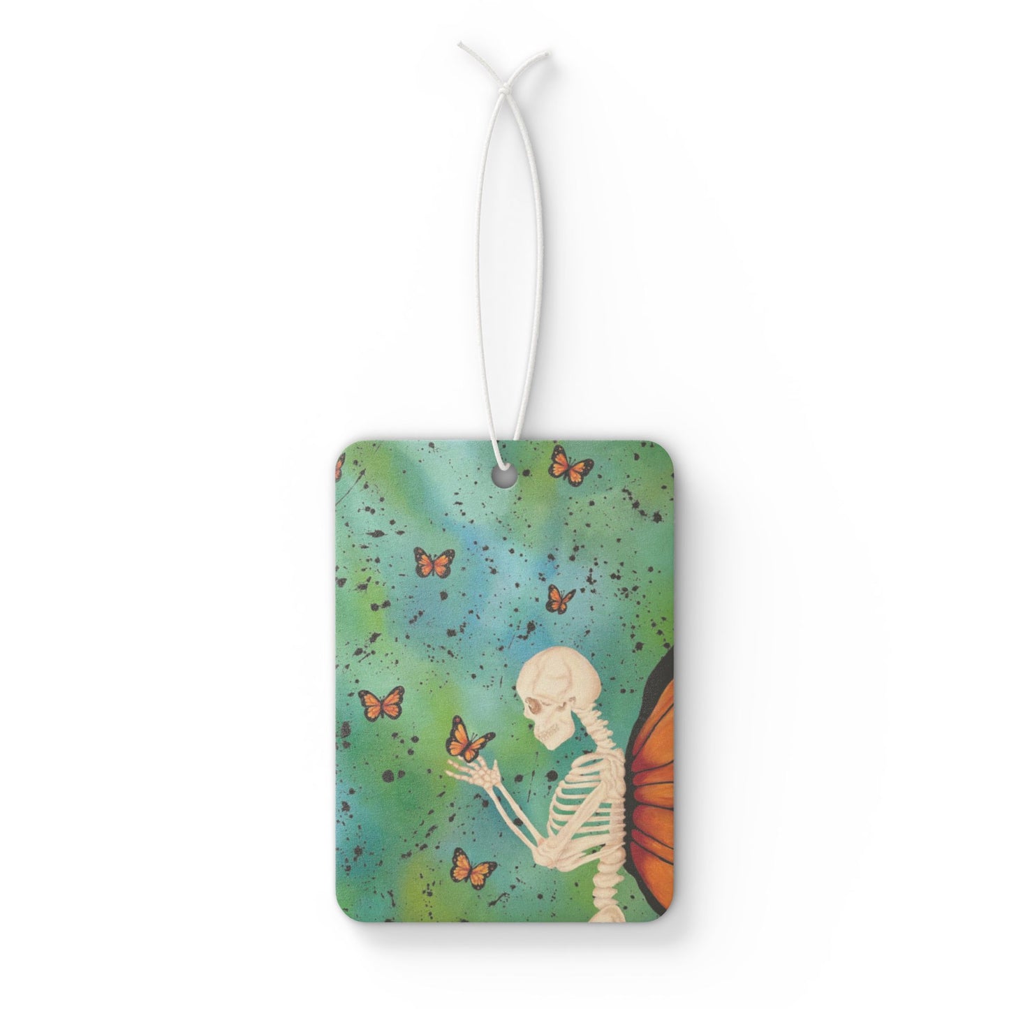 Skeleton & Monarch Car Air Freshener — Butterfly Wings Aromatic Hanging Decor