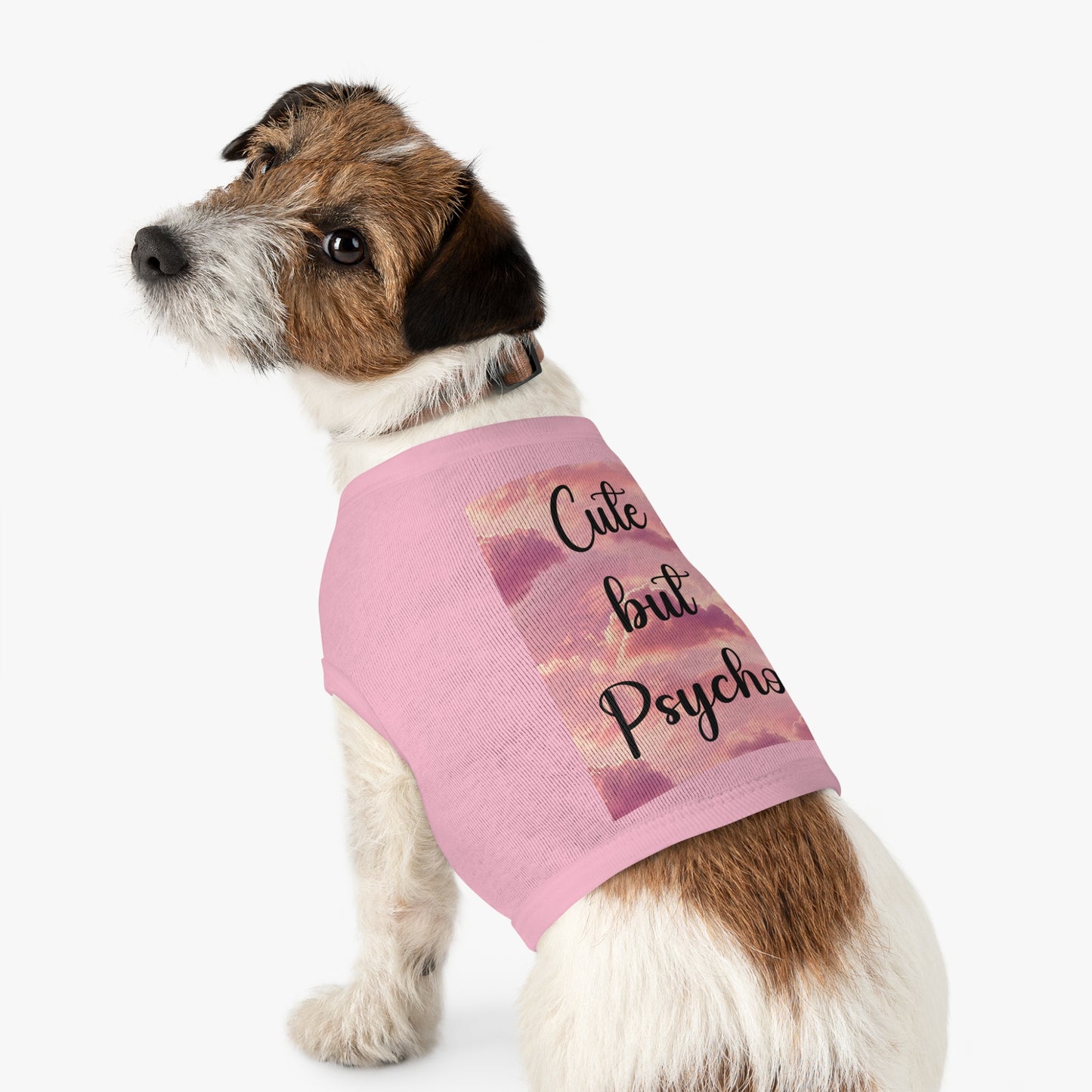 Pet Tank Top - "Cute But Psycho" Pink Cloud Graphic