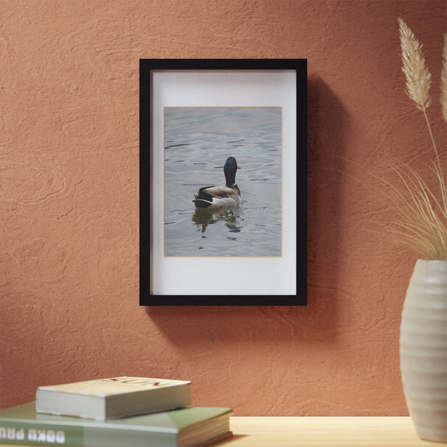 Framed Duck Poster — Black Frame Wall Art (Mallard Photography)