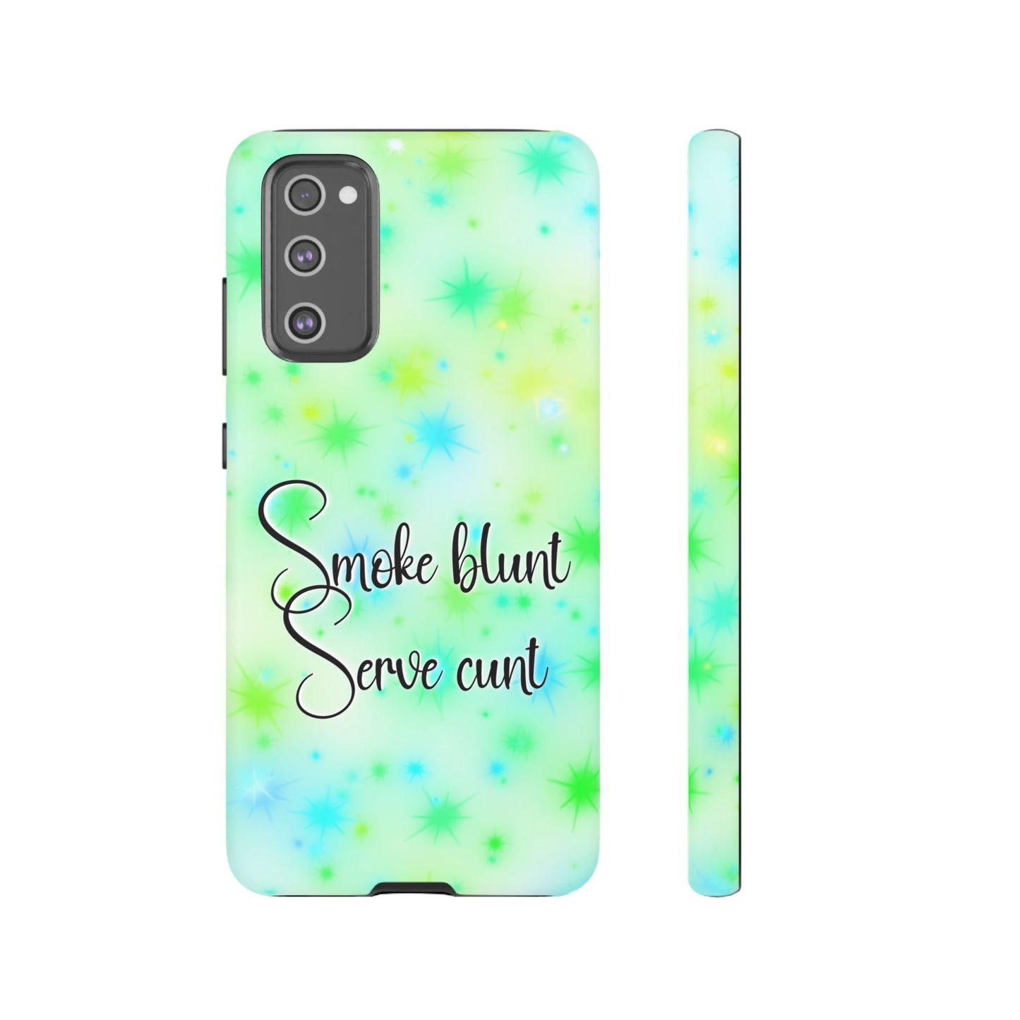Phone Case — "Smoke blunt Serve cunt" Green Starburst Protective Case