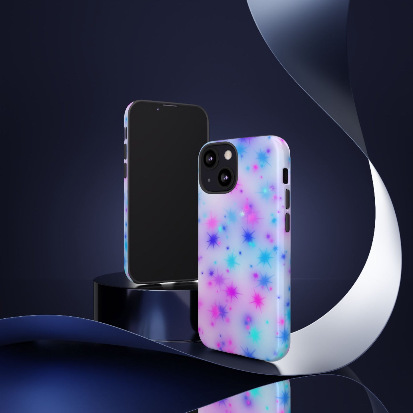 Galaxy Starburst Tough Phone Case — Pastel Pink & Blue Sparkle Protective Cover