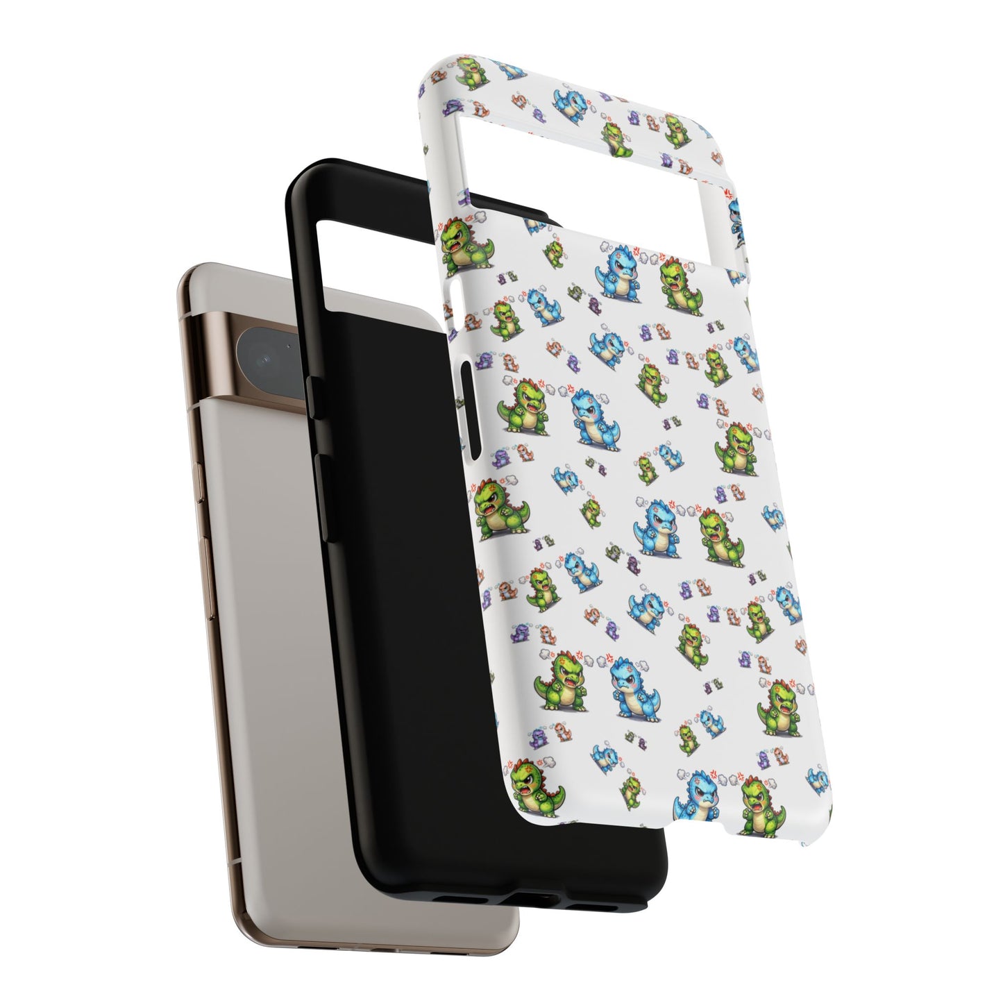 Cute Dino Pattern Phone Case — Playful Cartoon Dinosaur Tough Phone Cover